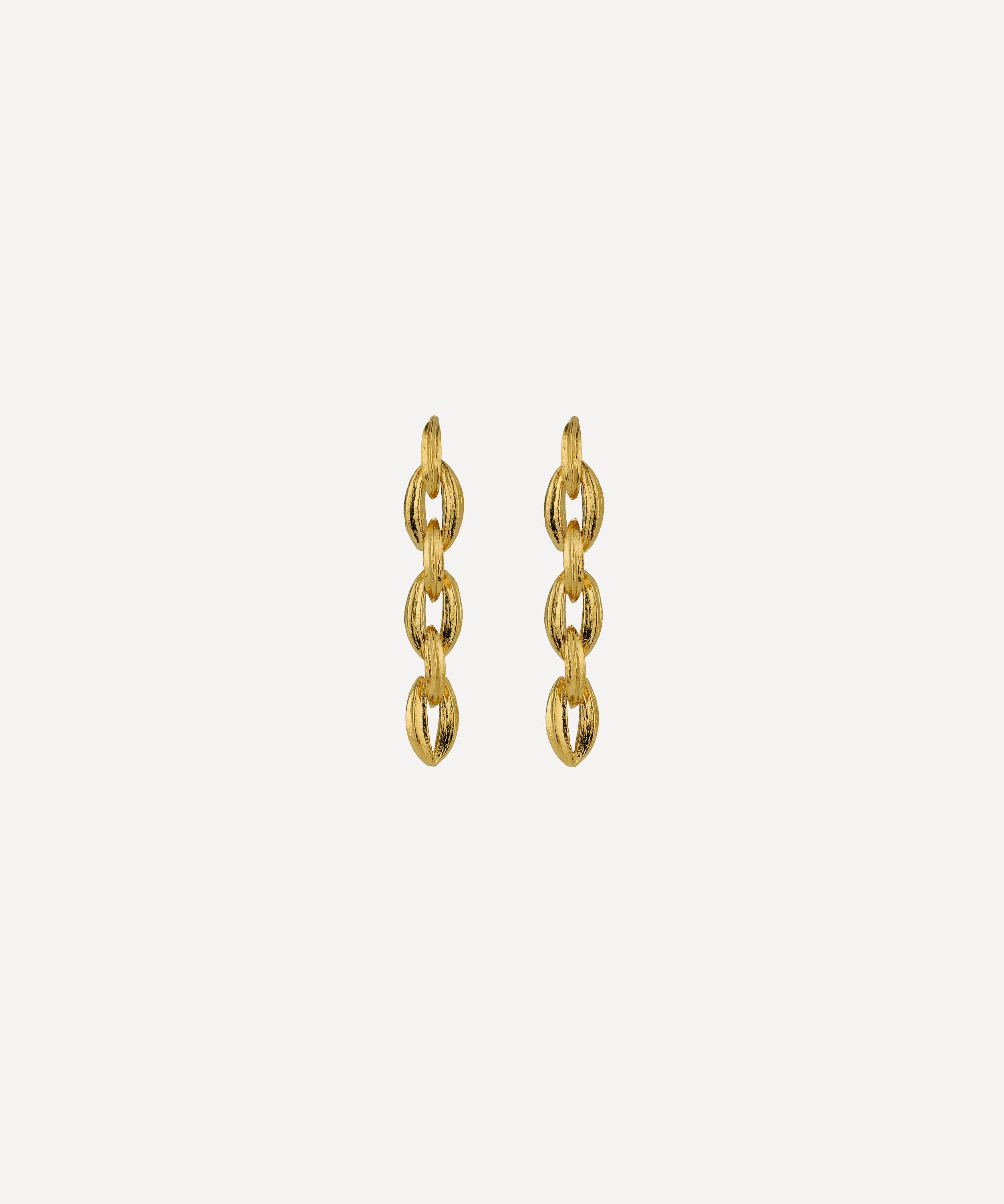 Alex Monroe - 22ct Gold-Plated Linked Kissing Seed Drop Earrings image number 0