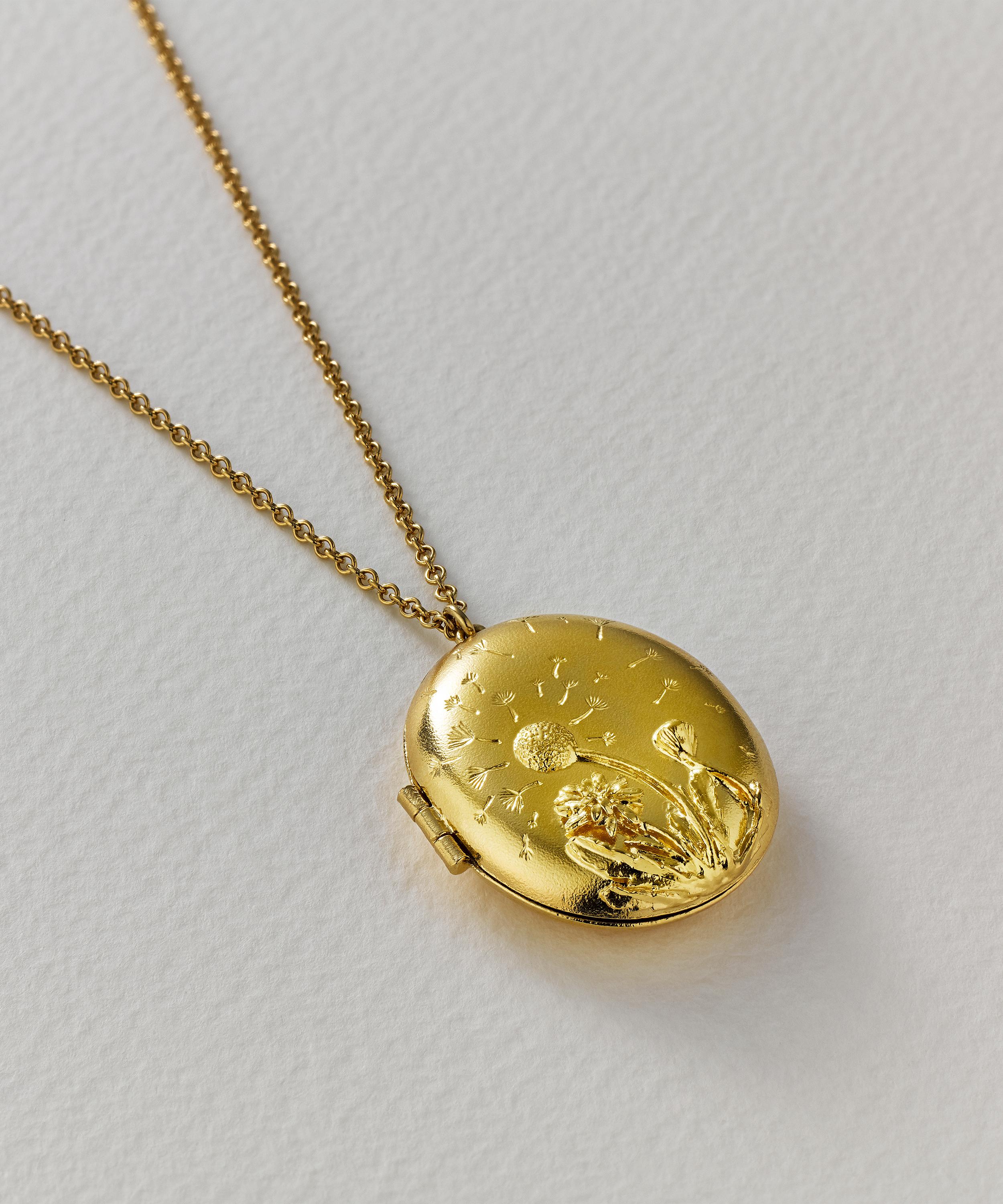 Alex Monroe - 22ct Gold-Plated Make a Wish Dandelion Locket image number 2