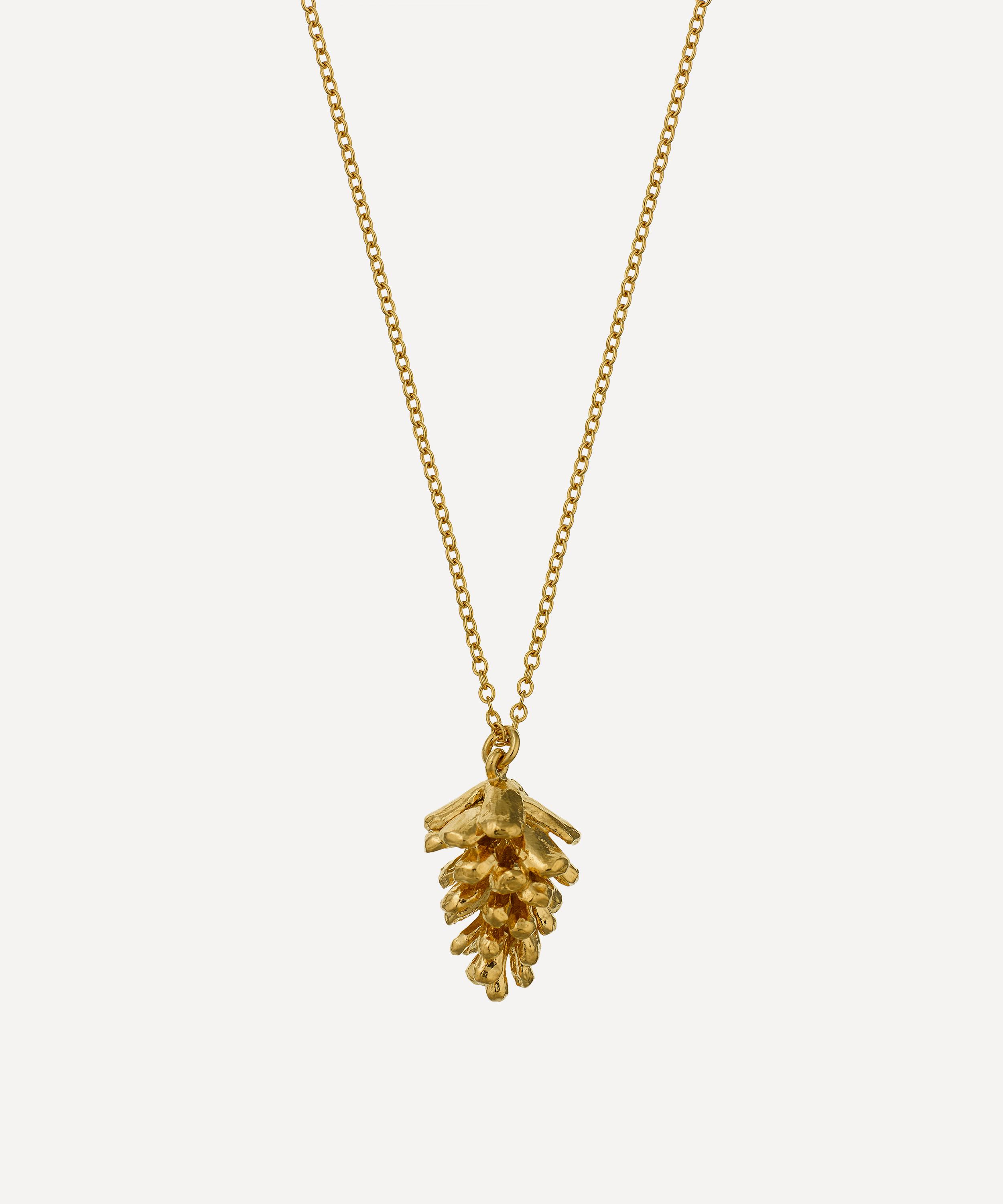 Alex Monroe - 22ct Gold-Plated Pinecone Necklace image number 0
