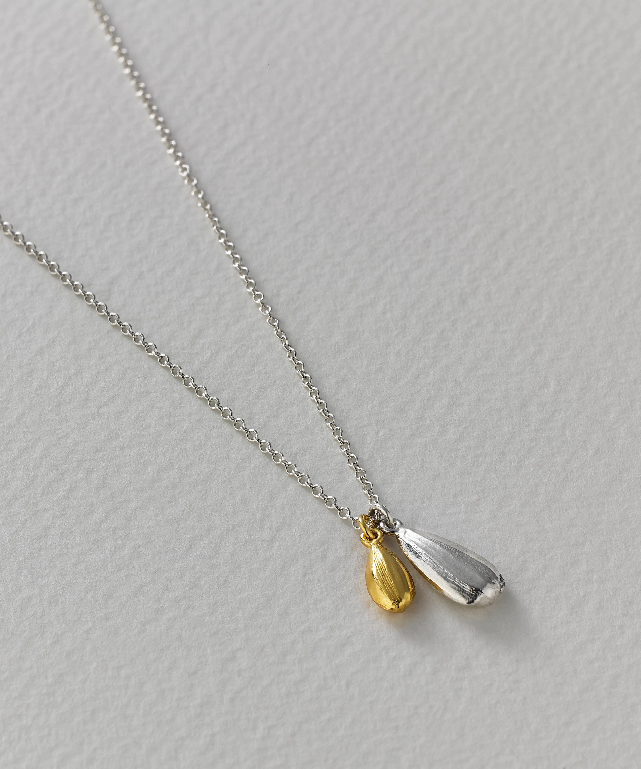 Alex Monroe - 22ct Gold-Plated Sunflower Seed Charm Necklace image number 2