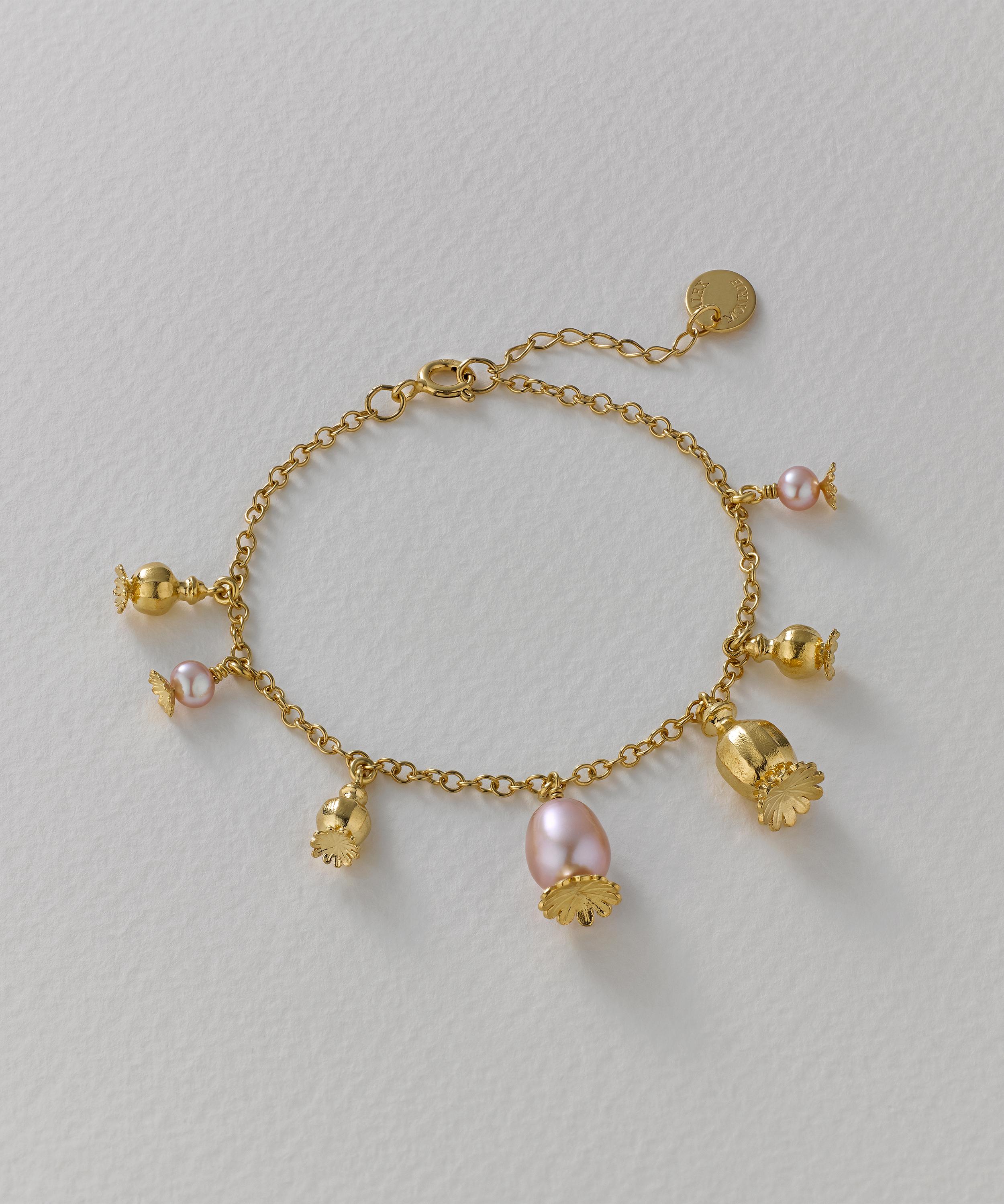 Alex Monroe - 22ct Gold-Plated Scattered Poppy Head Charm Bracelet image number 2