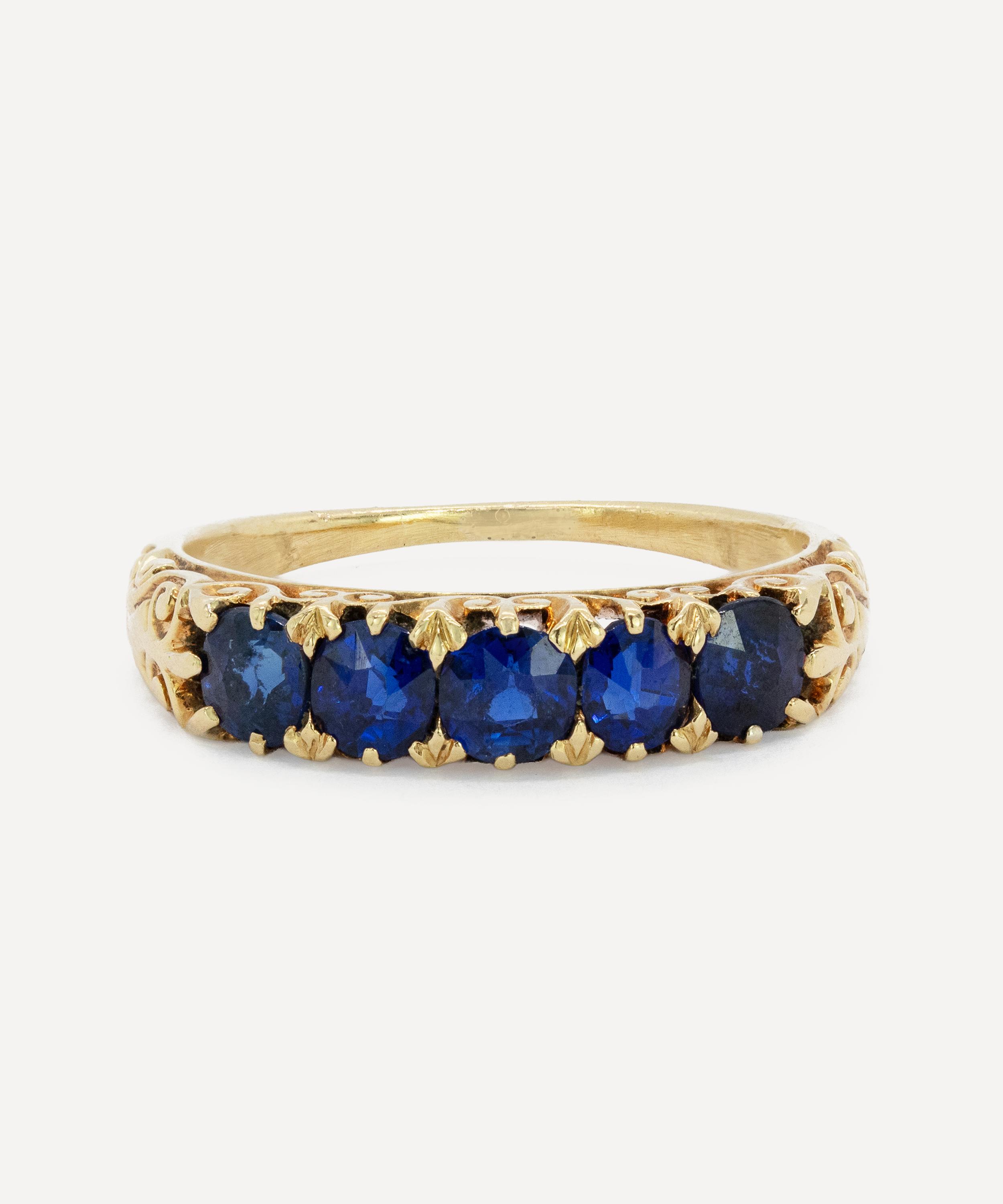 Kojis - 18ct Gold Antique Sapphire Five Stone Ring image number 0