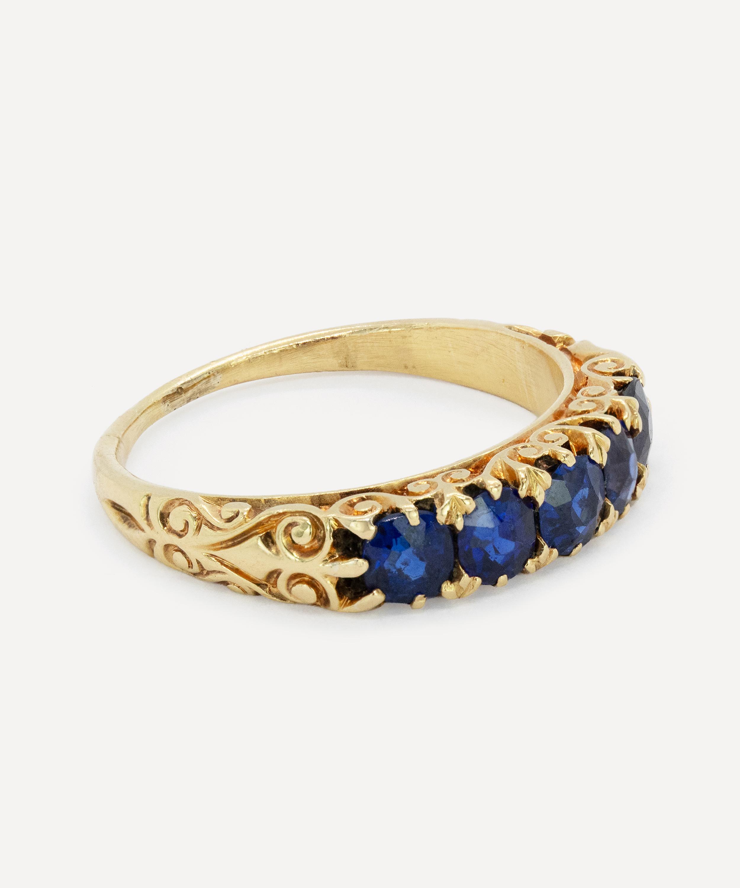 Kojis - 18ct Gold Antique Sapphire Five Stone Ring image number 1