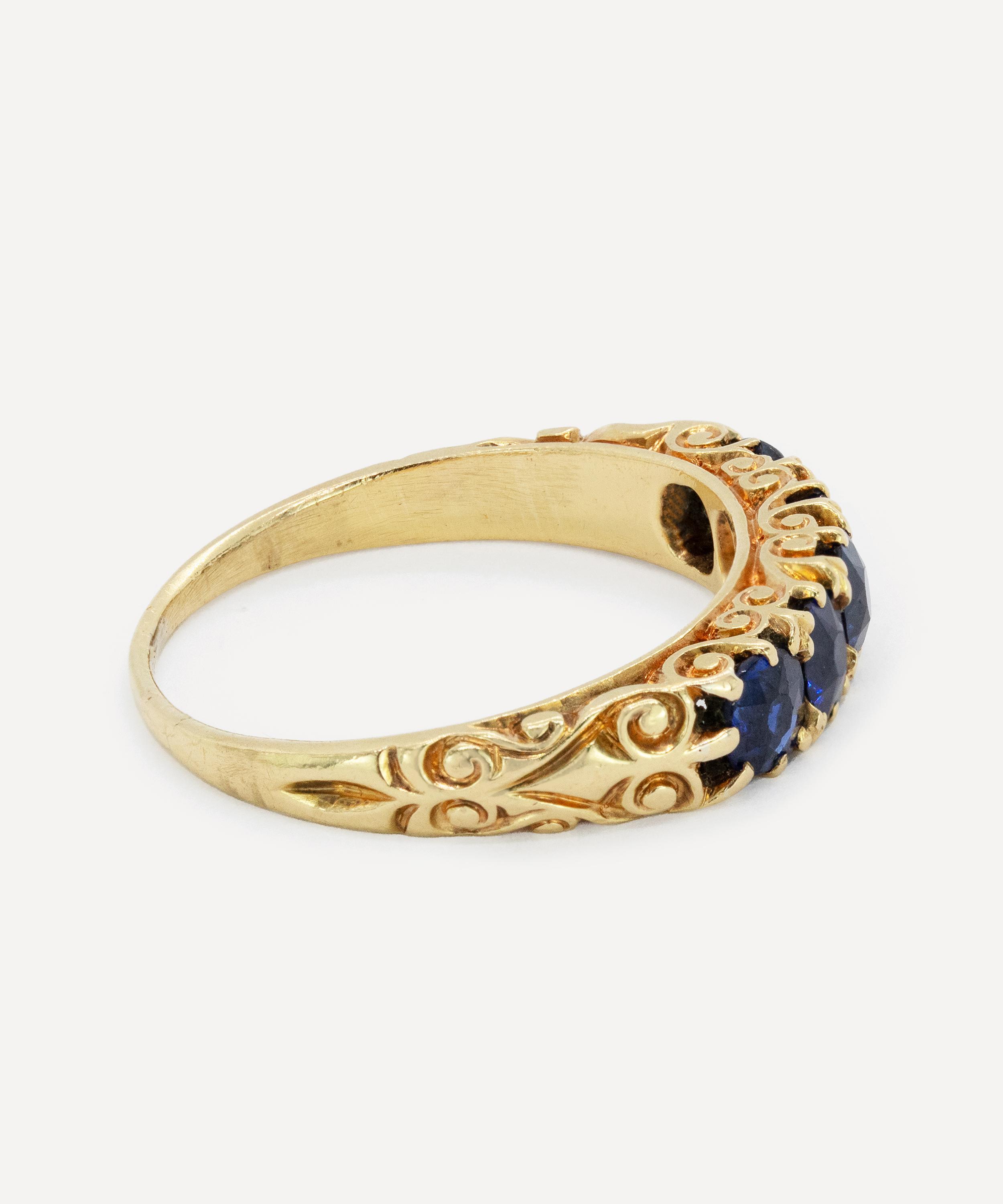 Kojis - 18ct Gold Antique Sapphire Five Stone Ring image number 2