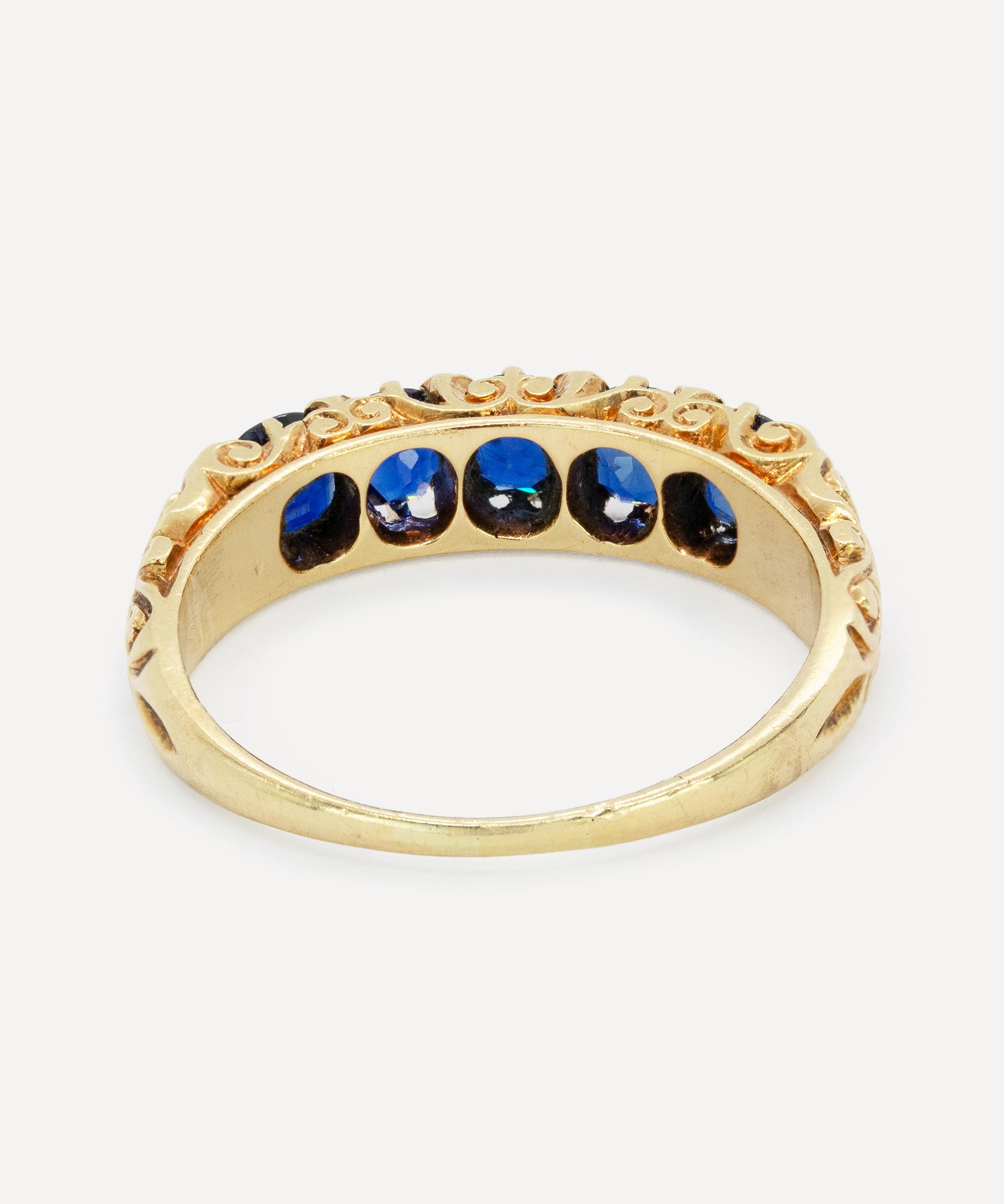 Kojis - 18ct Gold Antique Sapphire Five Stone Ring image number 3
