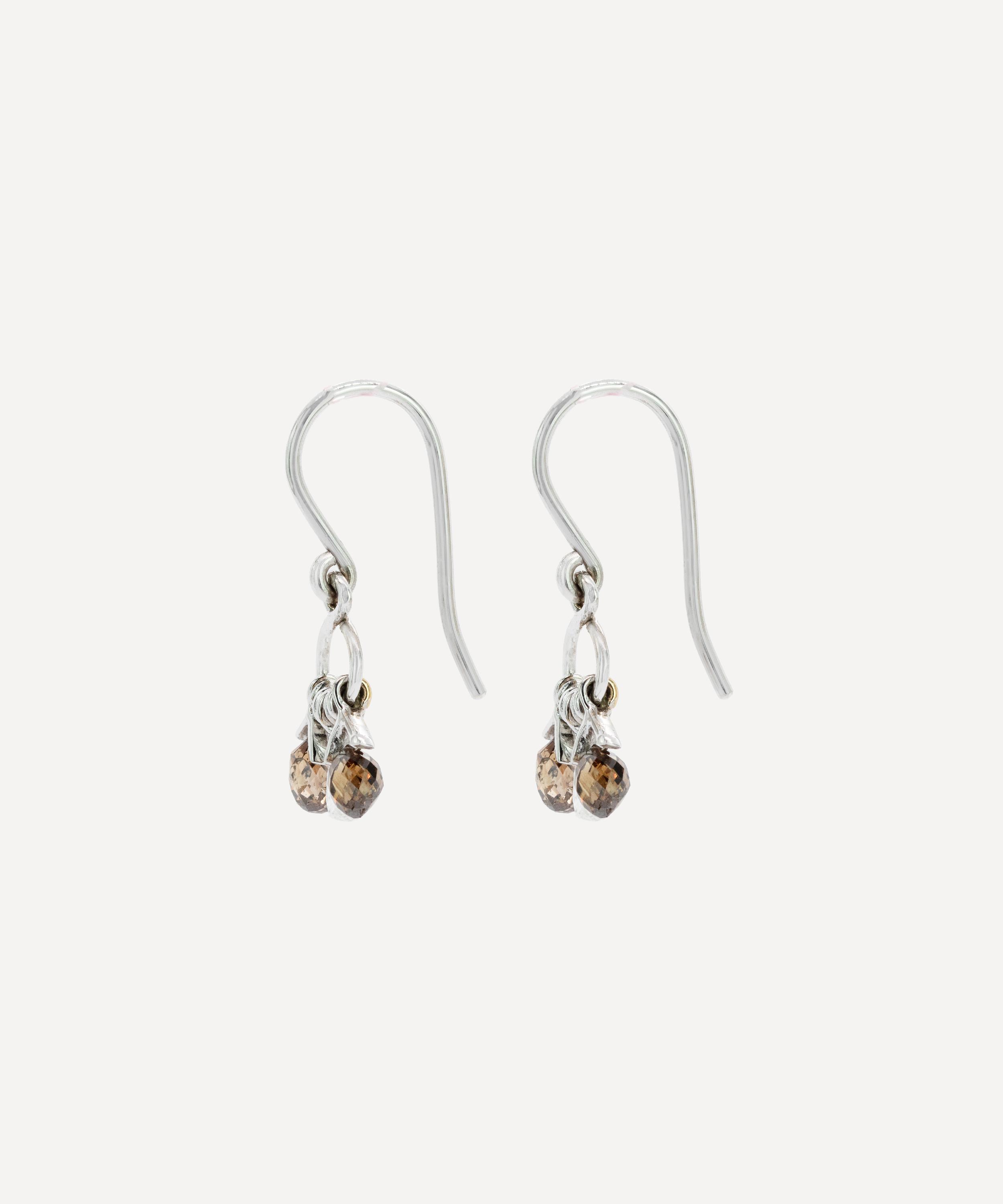 Kojis - 18ct White Gold Brown and White Diamond Briolette Earrings image number 1