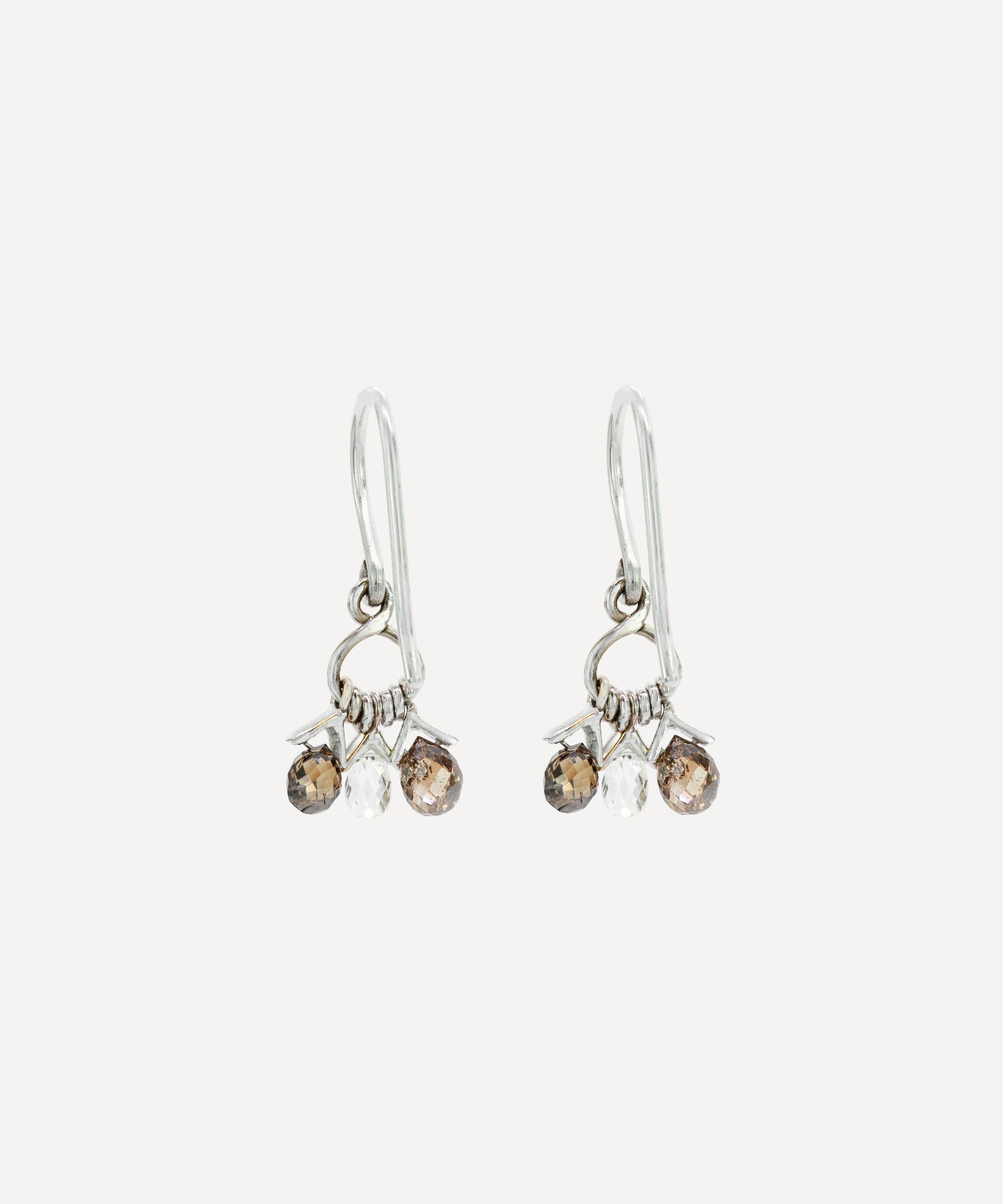 Kojis - 18ct White Gold Brown and White Diamond Briolette Earrings image number 2