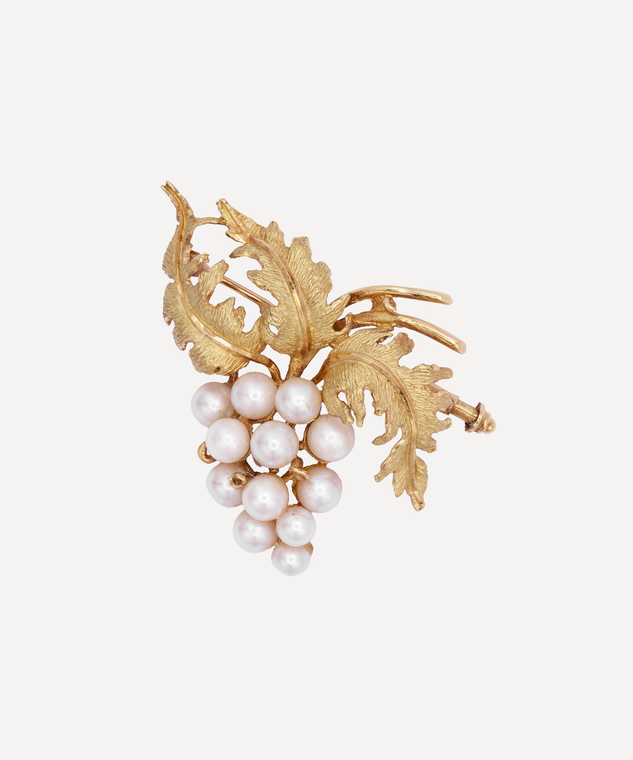 Kojis - 18ct Gold Mid-Century Pearl Grape Brooch image number 0