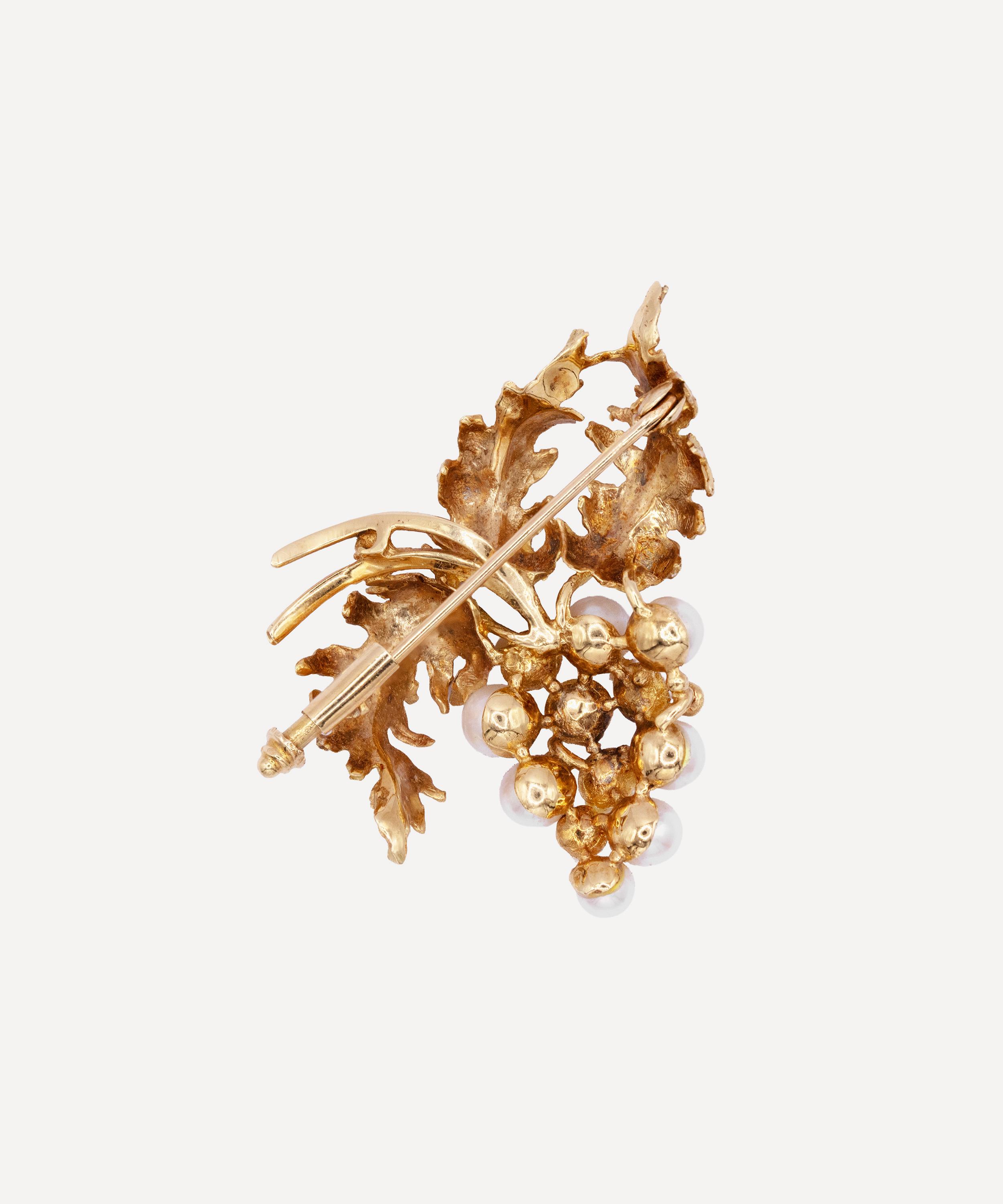 Kojis - 18ct Gold Mid-Century Pearl Grape Brooch image number 1