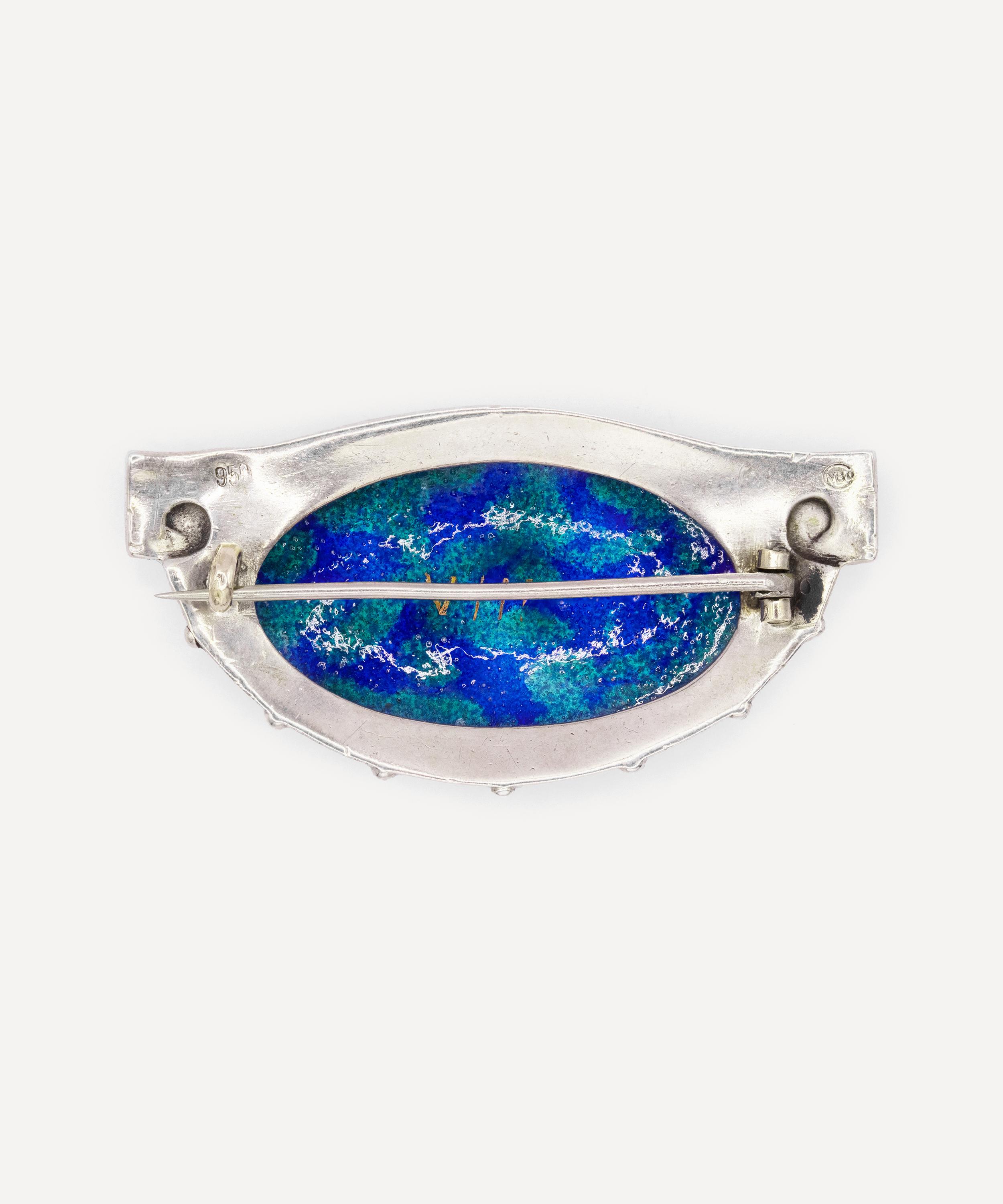 Kojis - Silver Antique Enamel Landscape Brooch image number 2