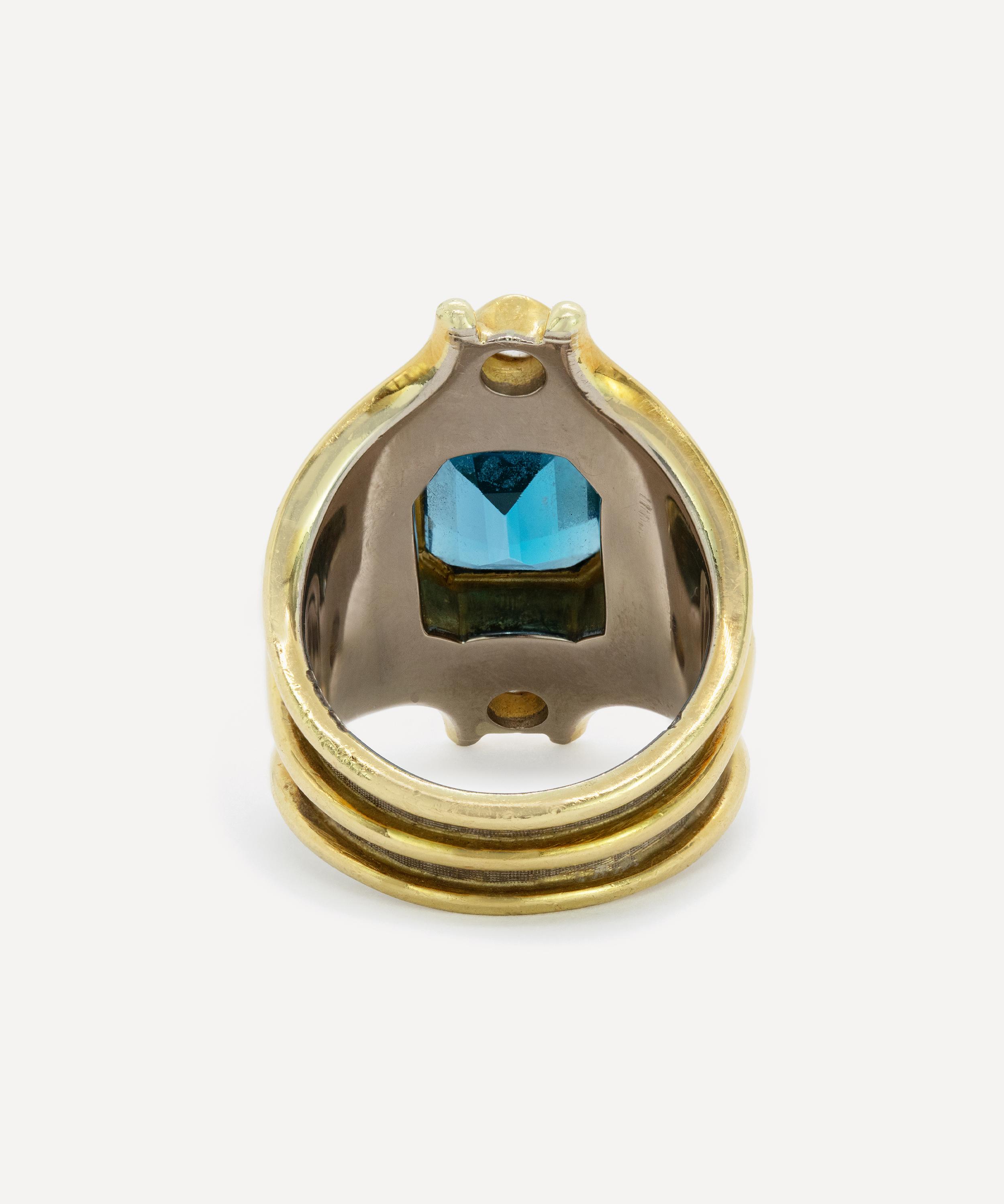 Kojis - 18ct Gold Blue Topaz and Diamond Cuff Ring image number 3
