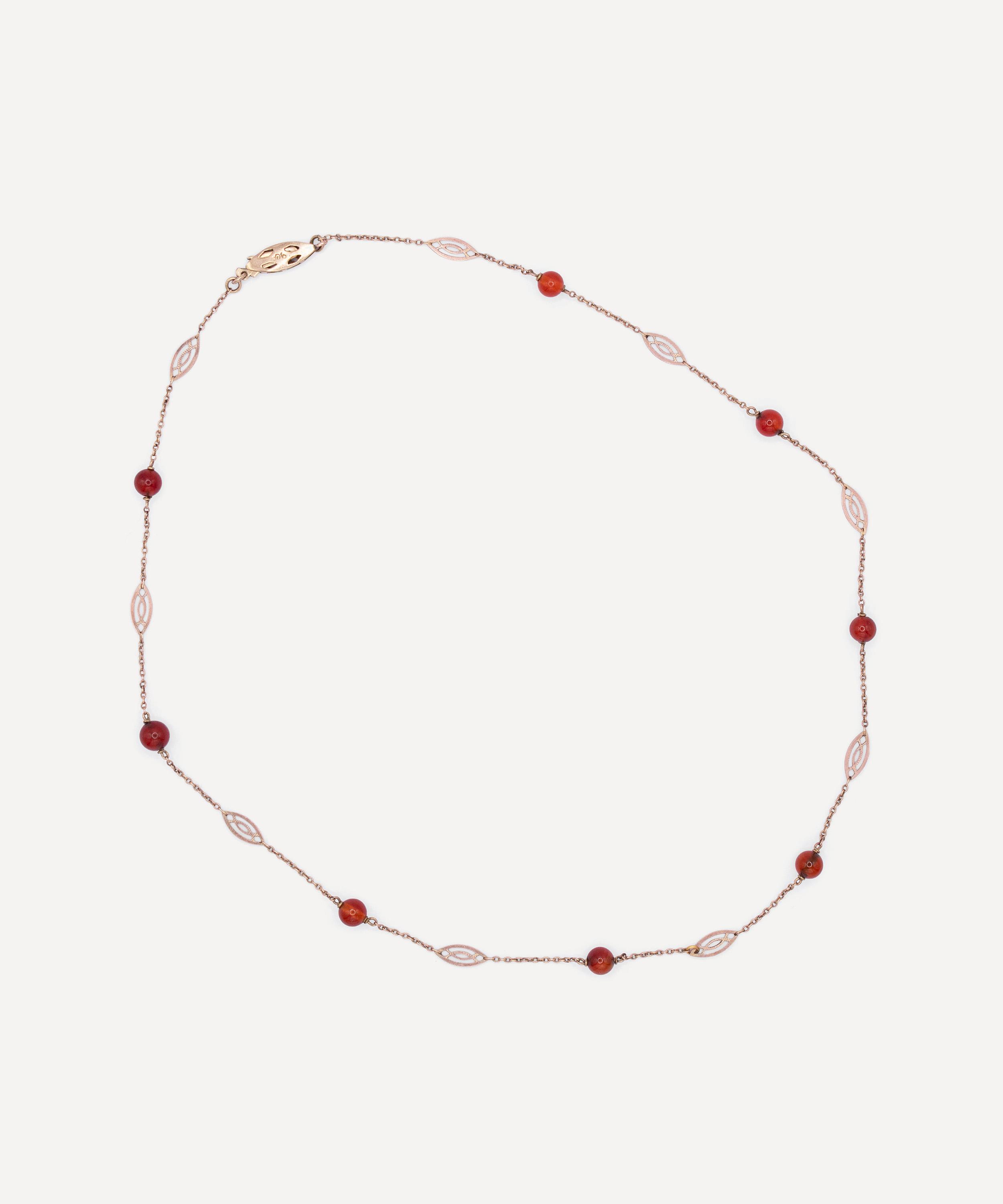 Kojis - 9ct Gold Vintage Carnelian Necklace image number 0