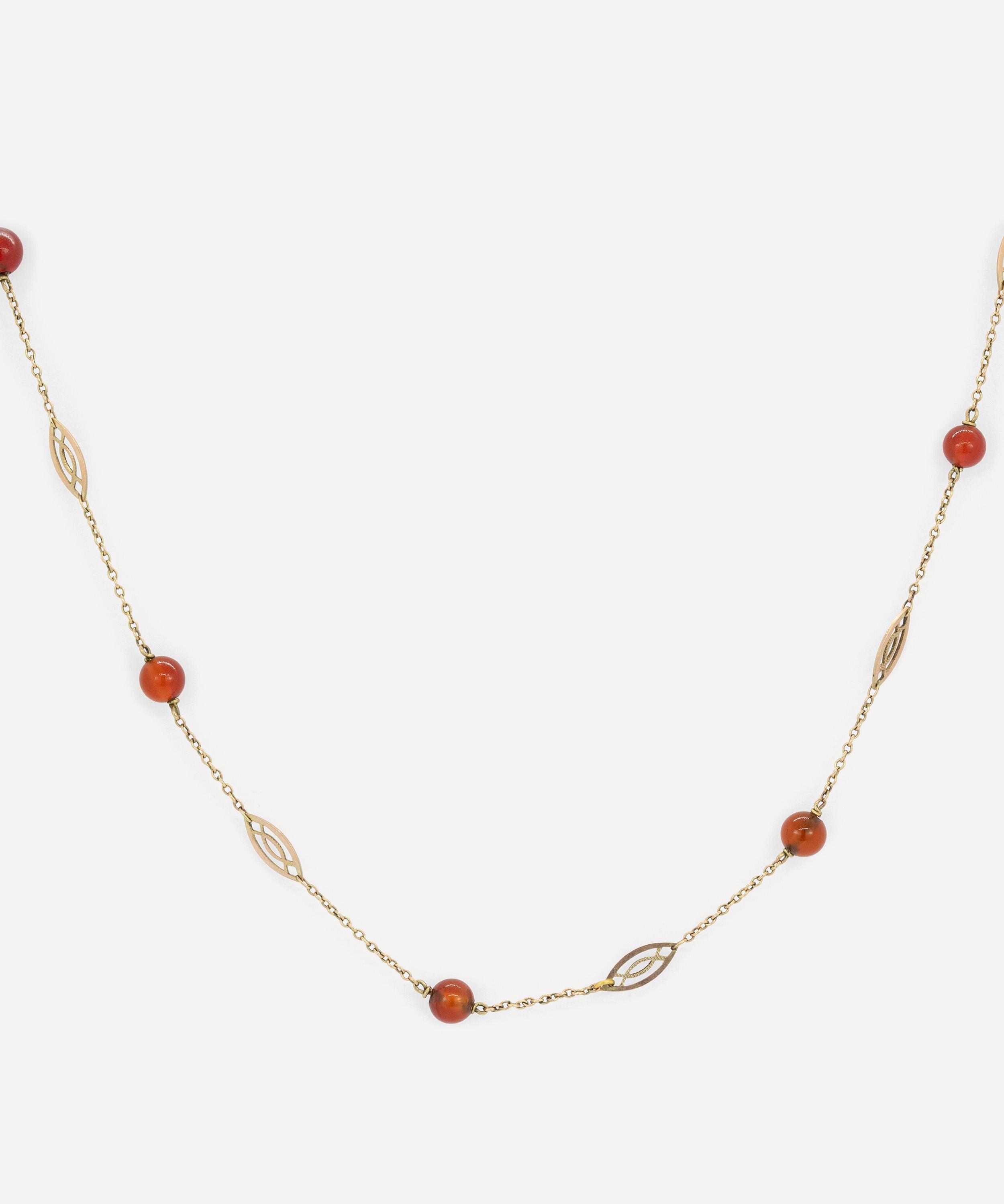 Kojis - 9ct Gold Vintage Carnelian Necklace image number 1