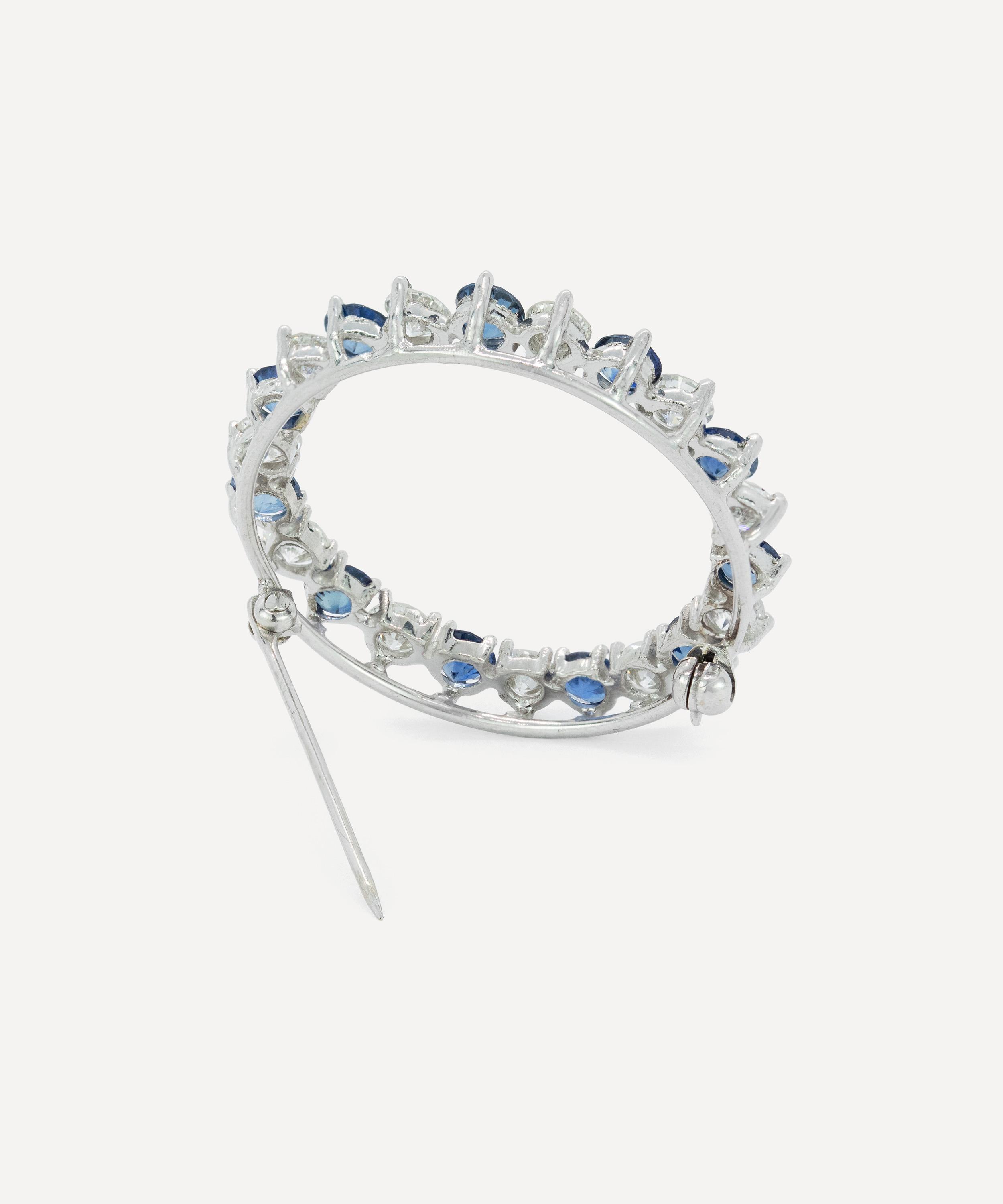 Kojis - Platinum Sapphire and Diamond Circle Brooch image number 2