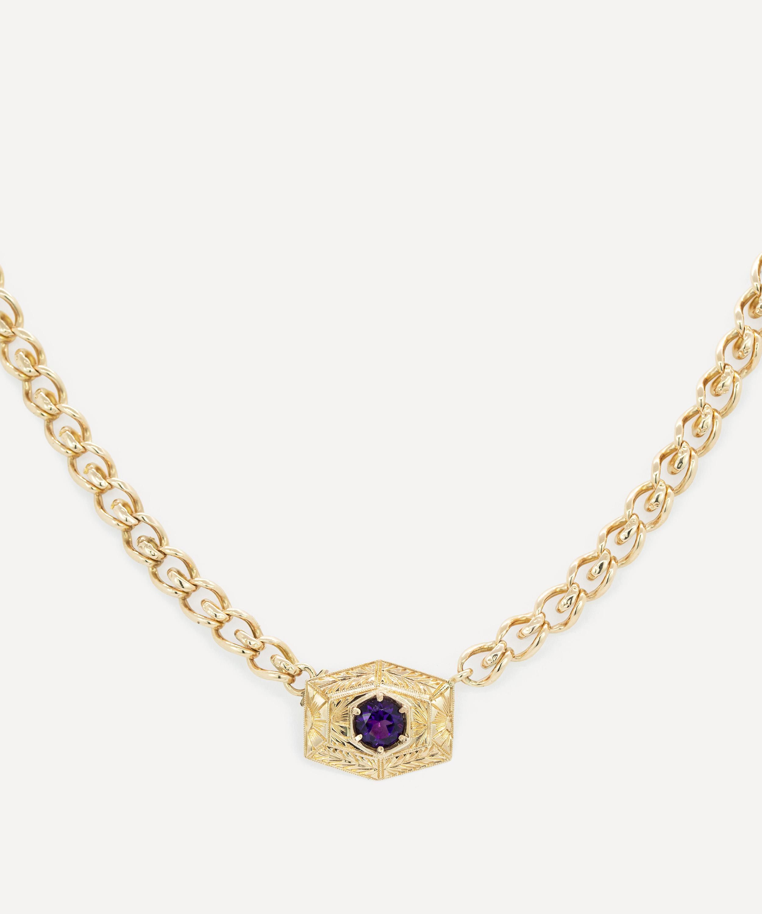 Kojis - 14ct Gold Antique Amethyst Chain Necklace image number 0