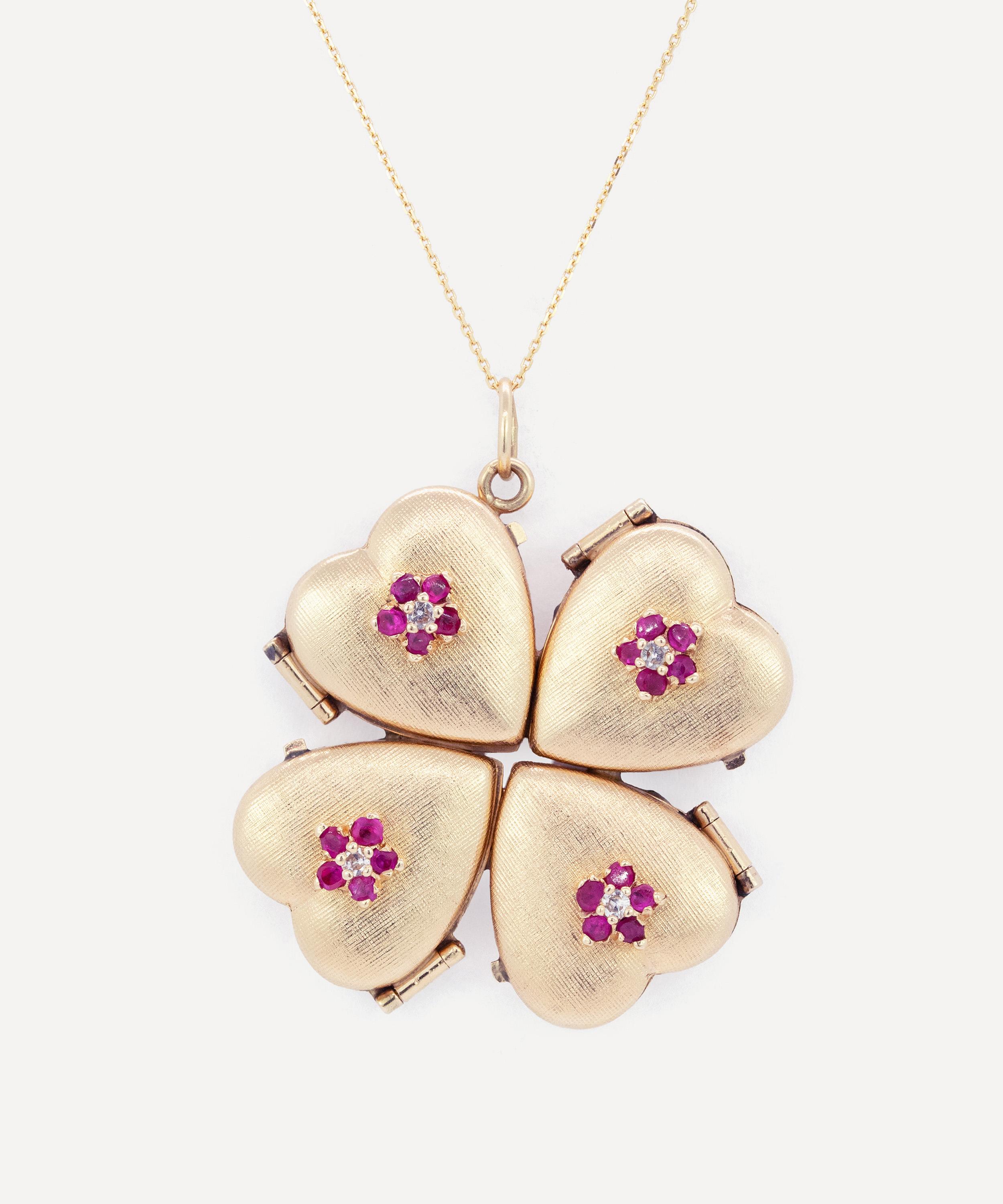 Kojis - 14ct Gold Vintage Four Leaf Clover Locket image number 0