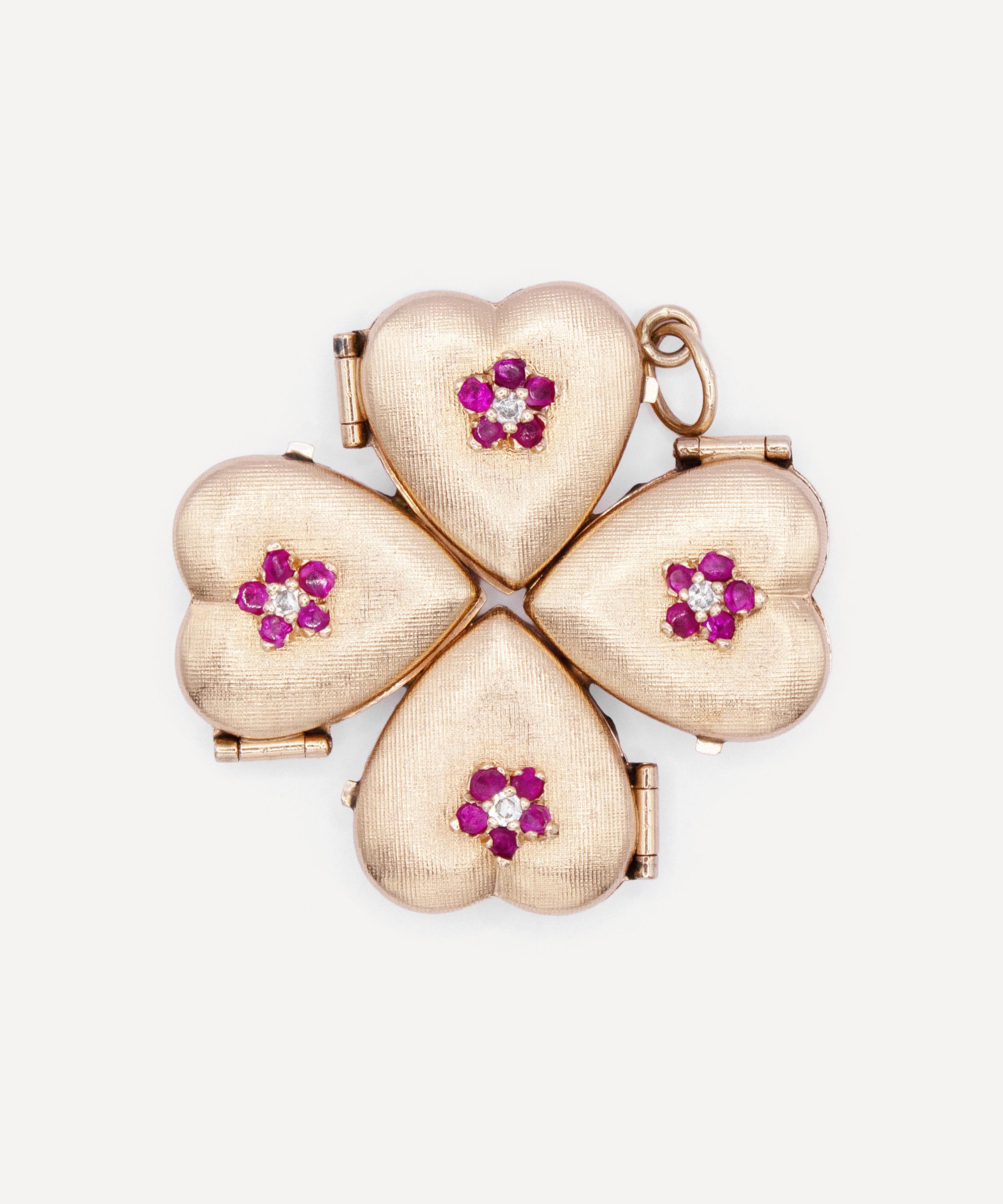 Kojis - 14ct Gold Vintage Four Leaf Clover Locket image number 1