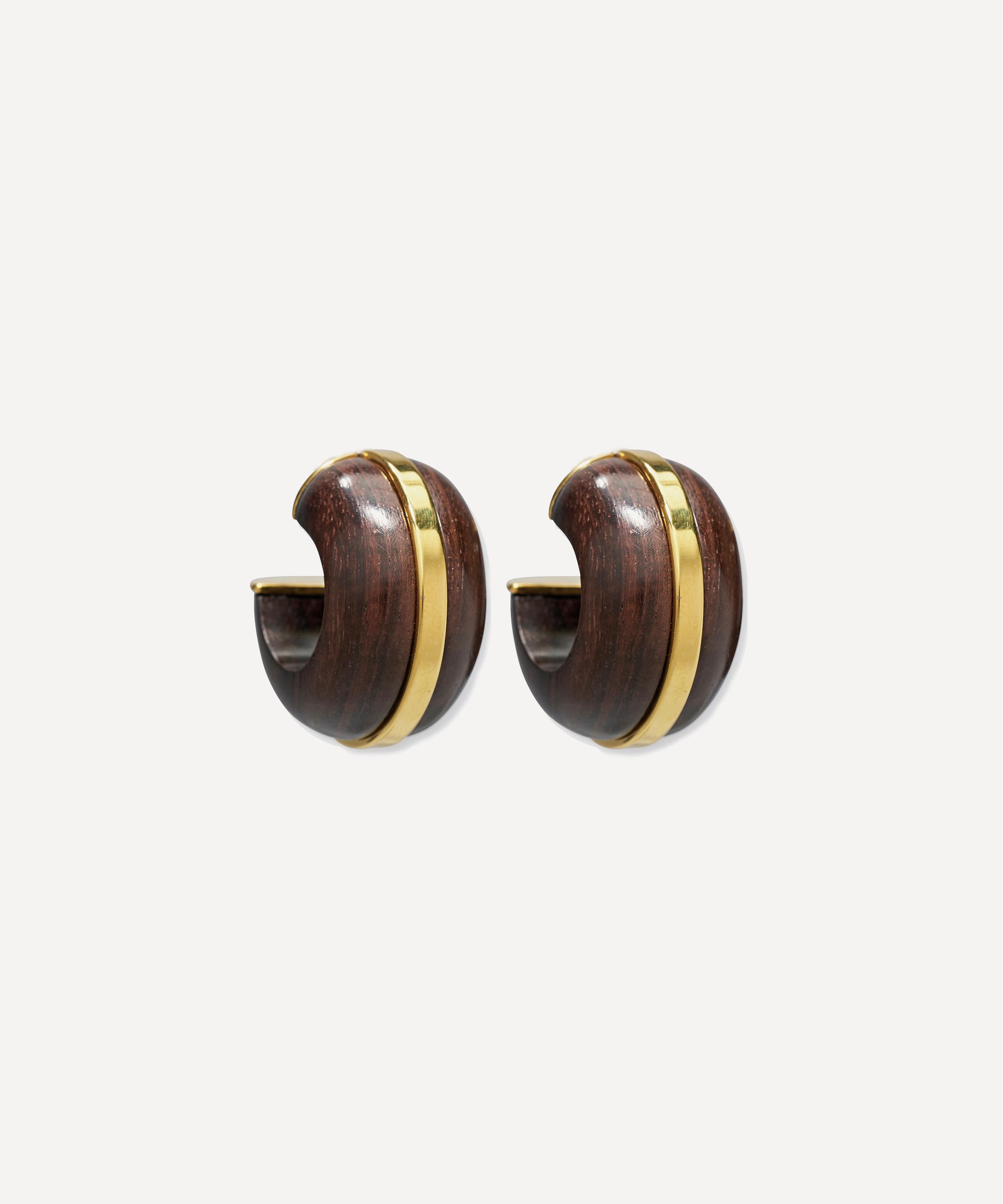 Lizzie Fortunato - 24ct Gold-Plated Halo Hoops in Acacia Wood