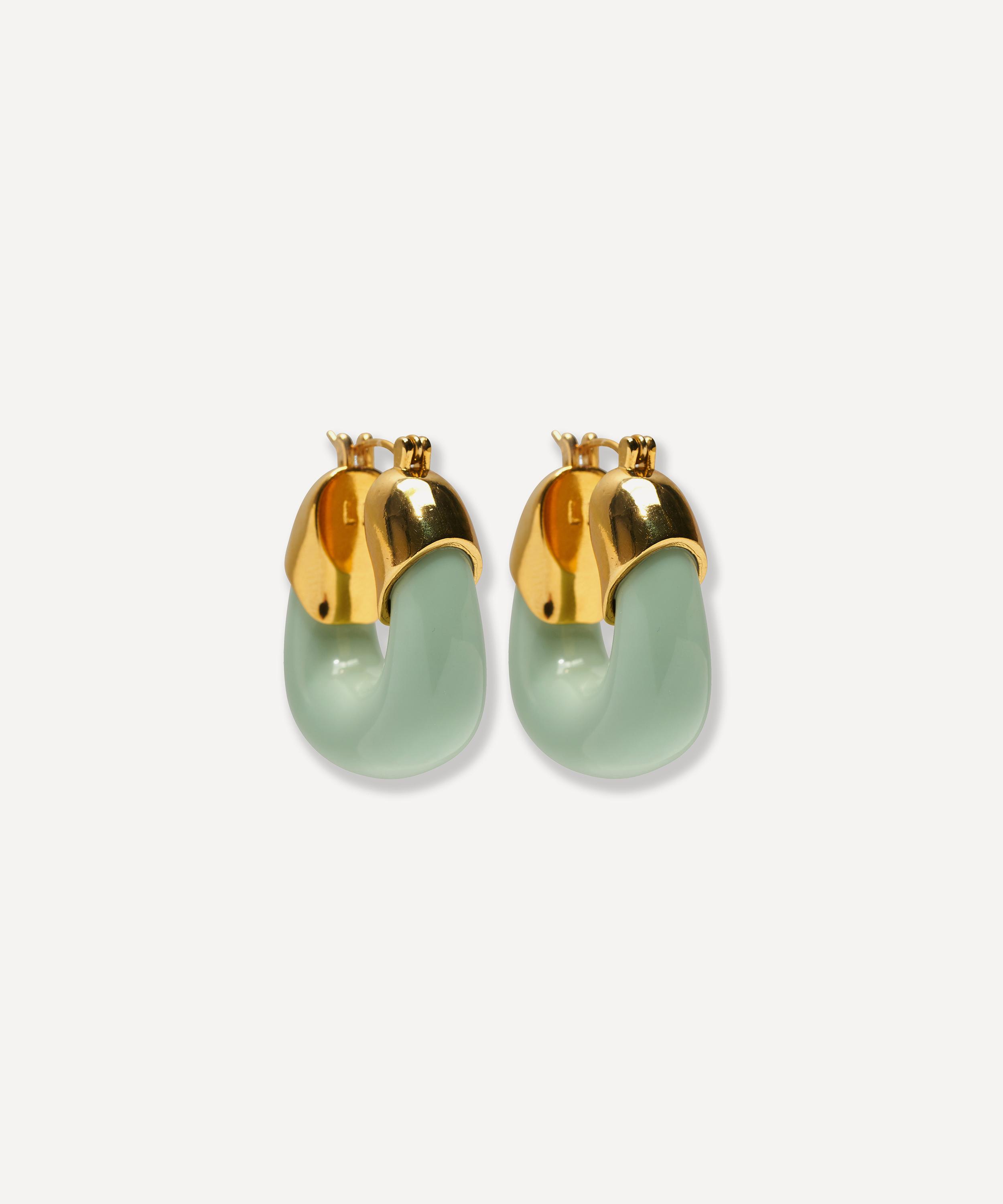 Lizzie Fortunato - Gold-Plated Organic Hoops in Seafoam