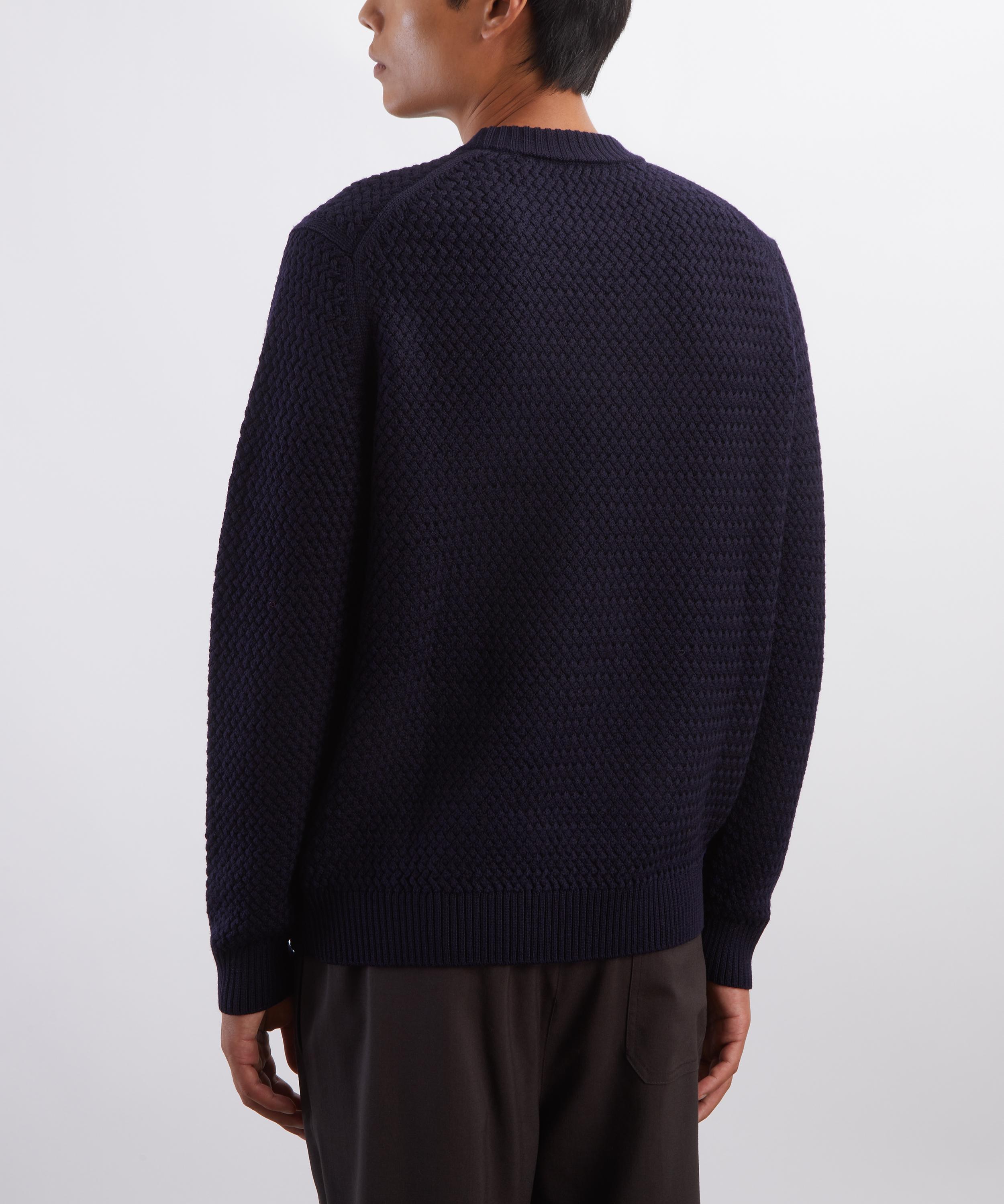 Sunspel - Navy Merino Wool Basketweave Jumper image number 3