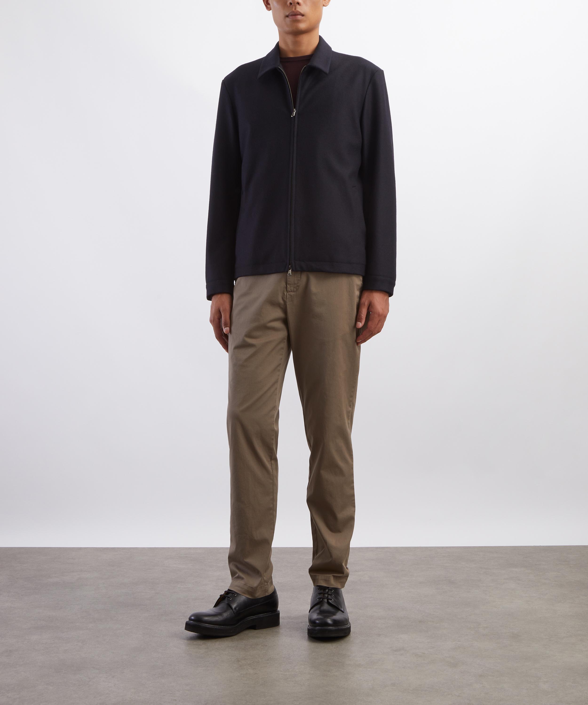 Sunspel - Navy Boiled Wool Harrington Jacket image number 1