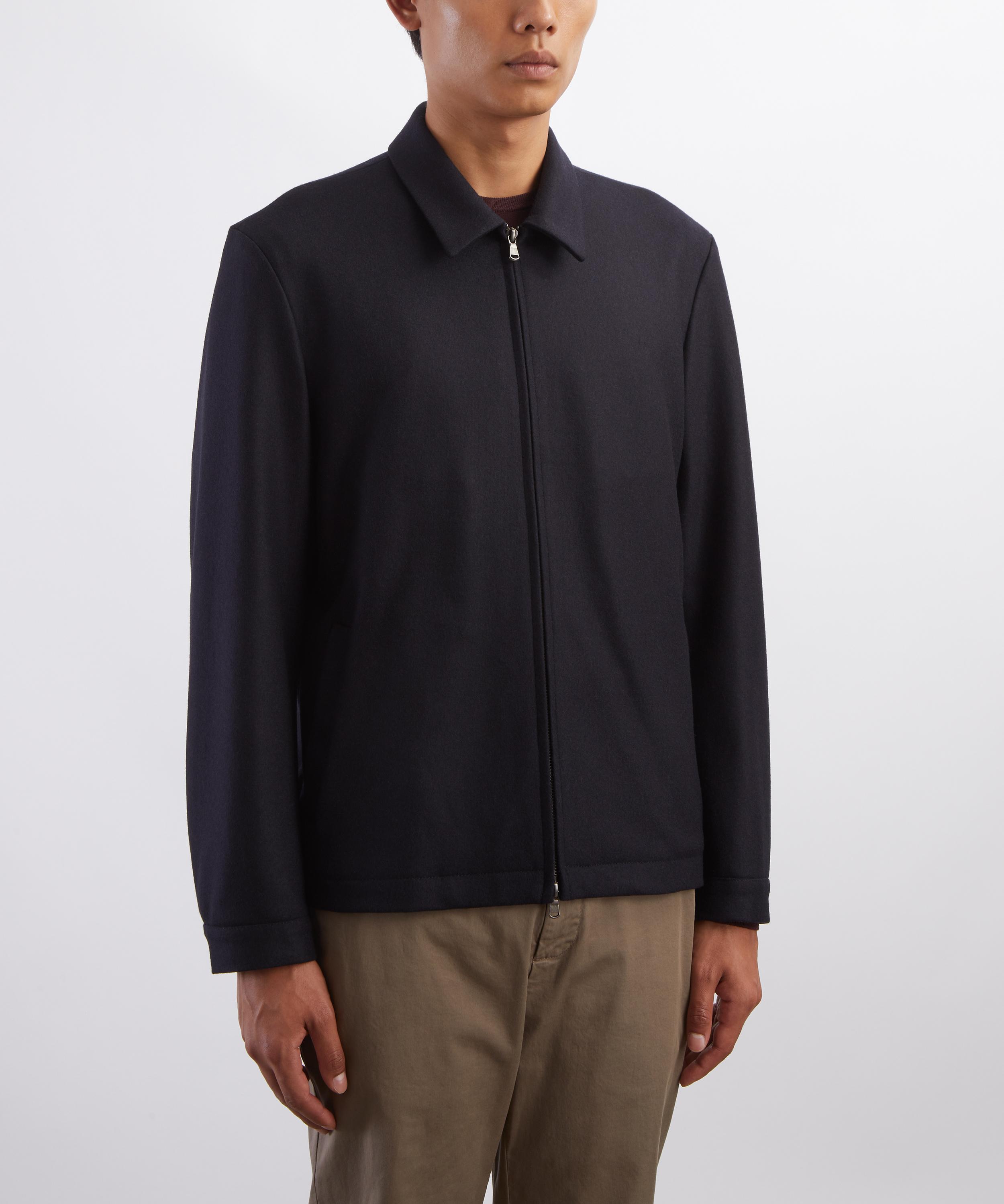 Sunspel - Navy Boiled Wool Harrington Jacket image number 2