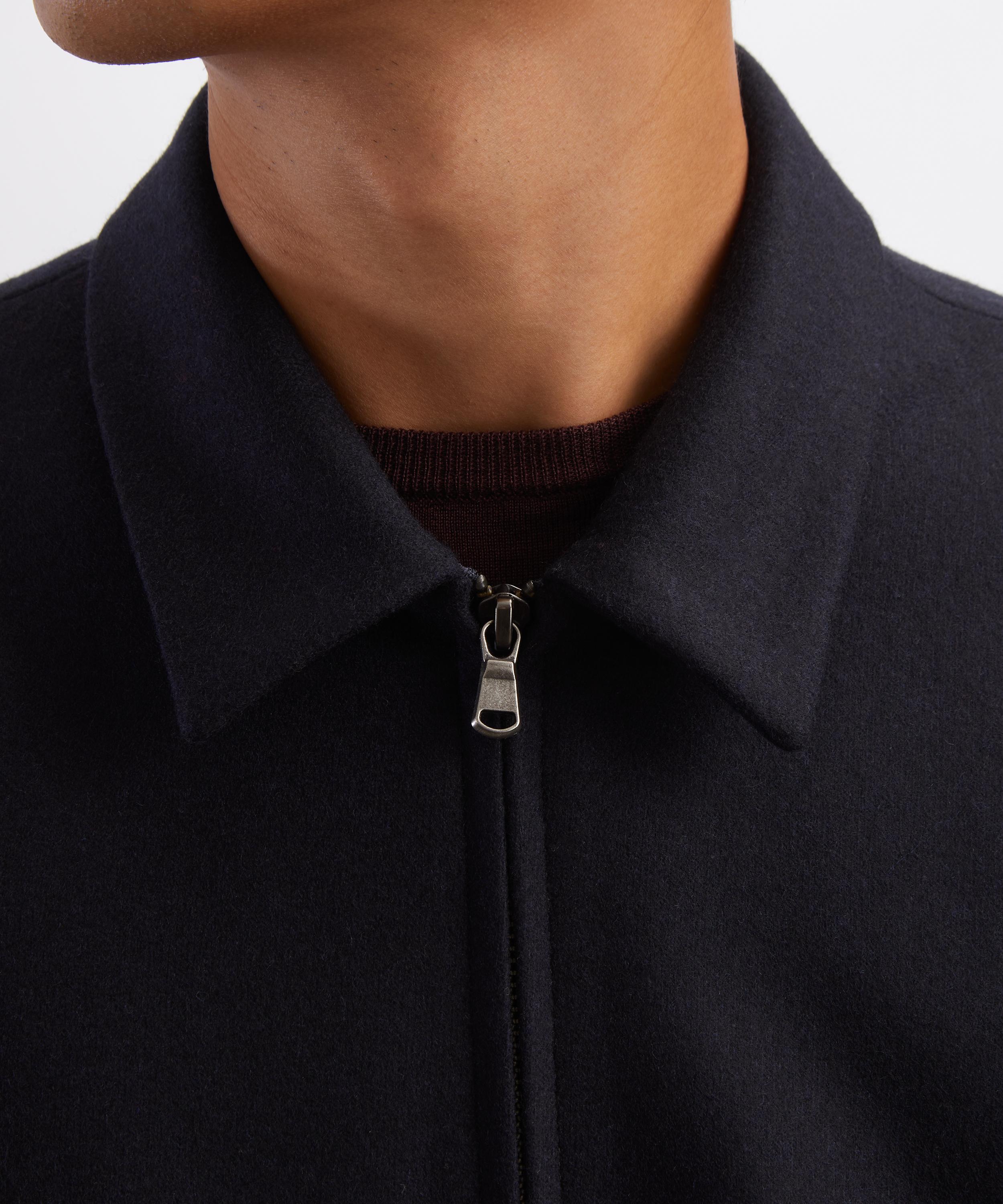 Sunspel - Navy Boiled Wool Harrington Jacket image number 4