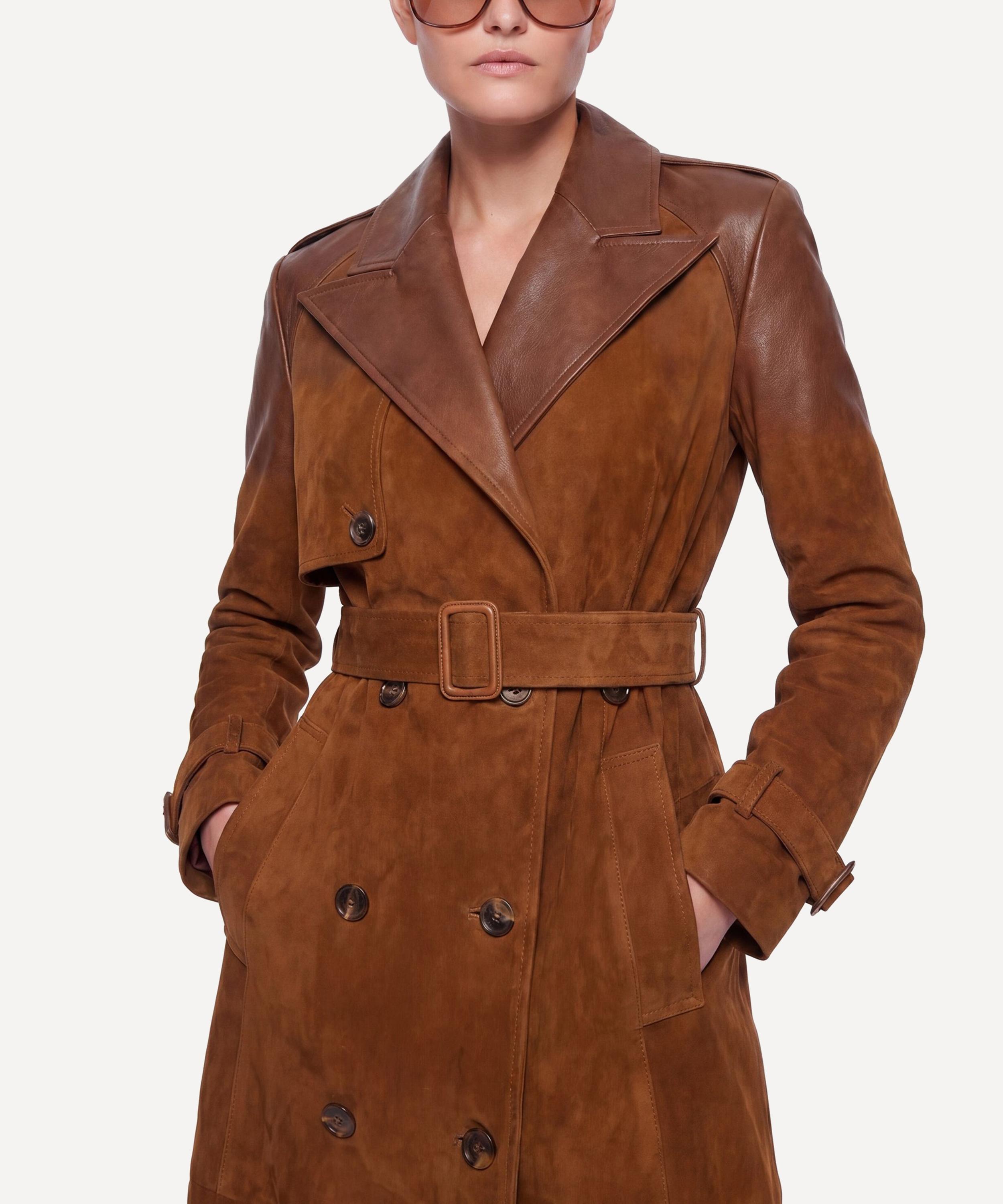 Carelli - Gilly Ombr&eacute; Leather-Suede Trench Coat image number 2