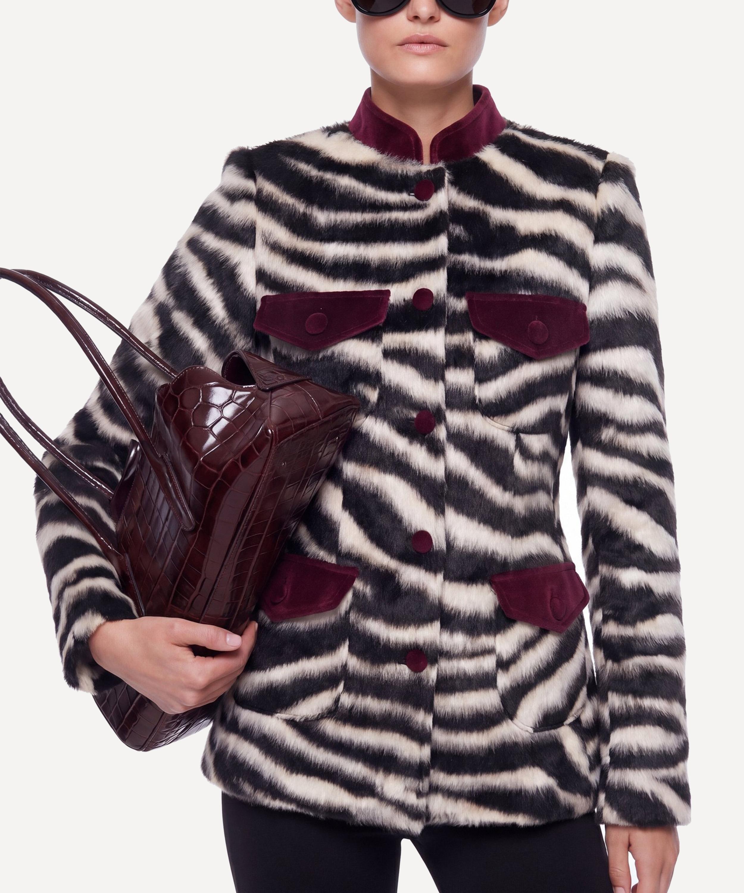 Carelli - Zelda Zebra Print Faux-Fur Jacket image number 1
