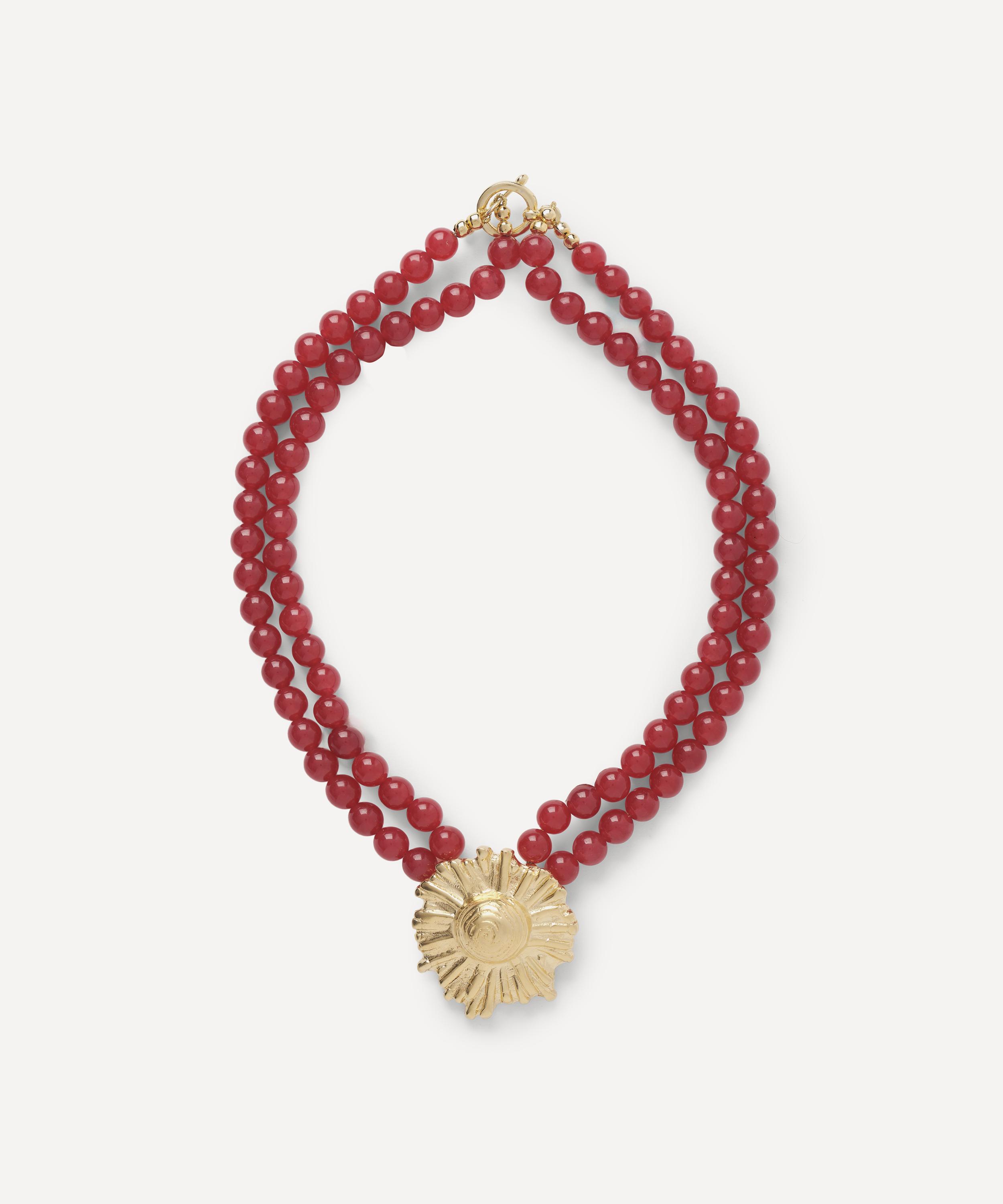 YSSO - 18ct-24ct Gold Plated Red Jade Sun Necklace image number 0