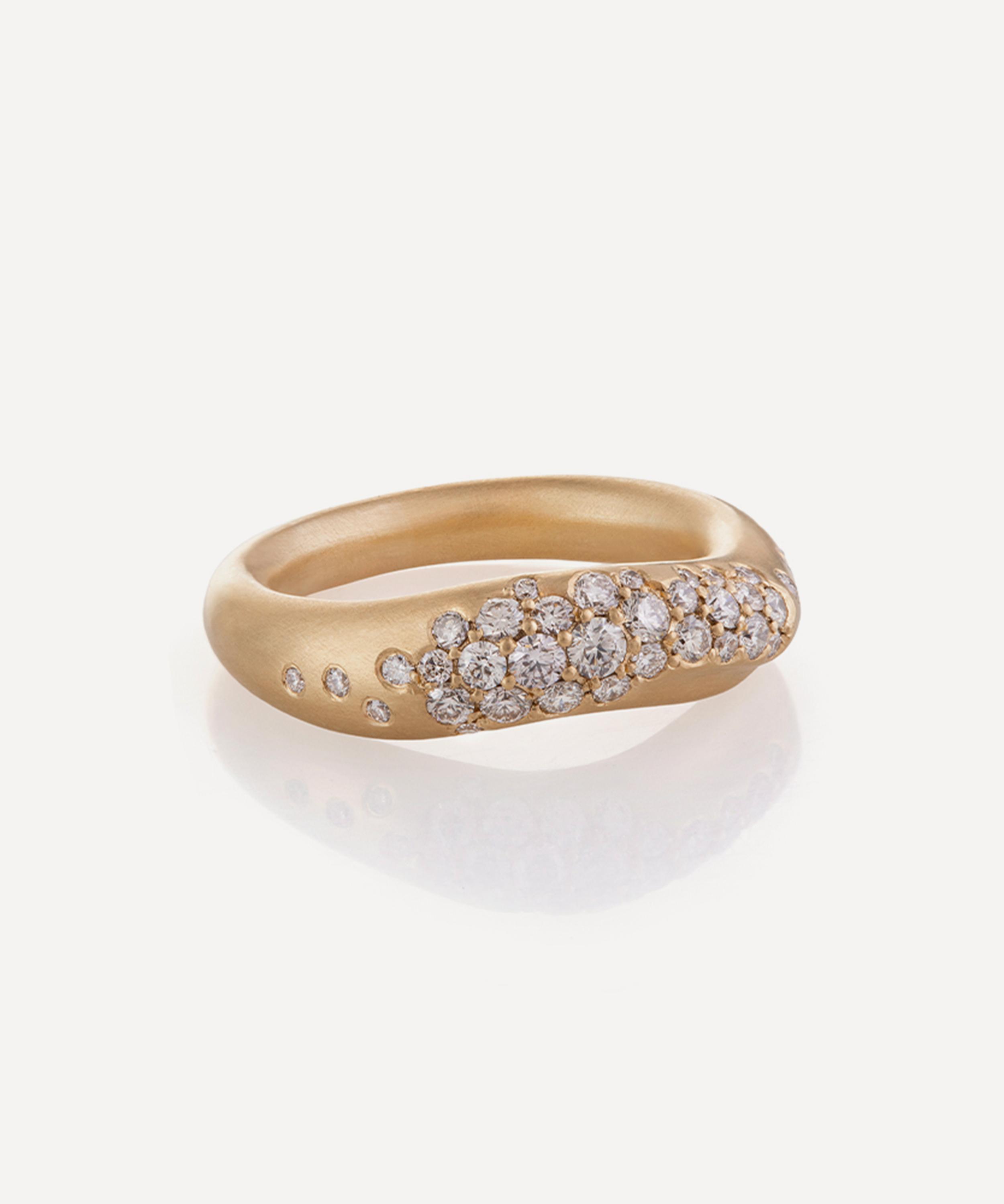 Nada Ghazal - 18ct Gold Wave of Joy Stripe Ring image number 0