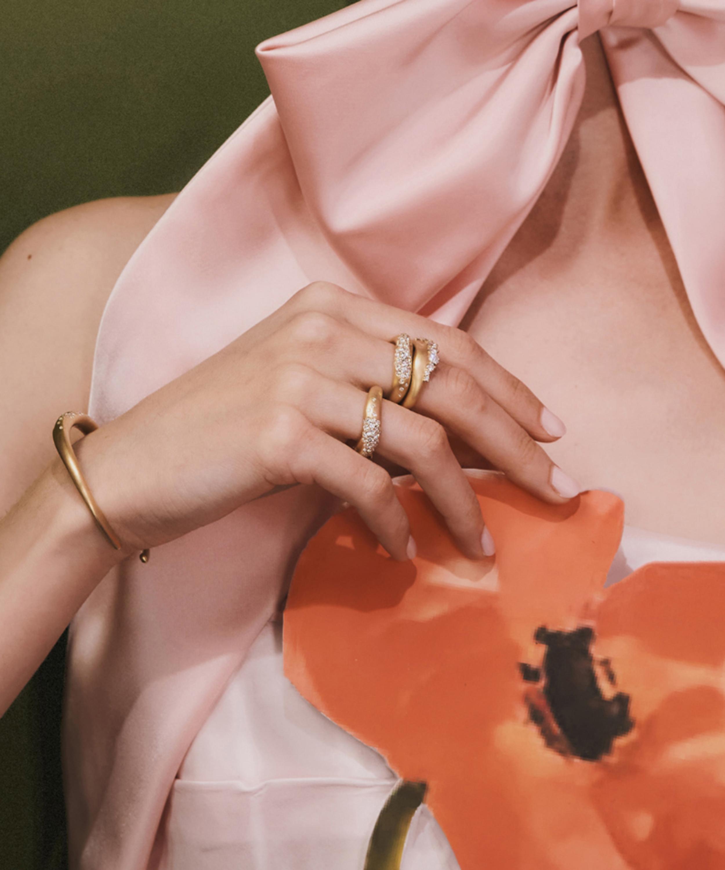 Nada Ghazal - 18ct Gold Wave of Joy Stripe Ring image number 1