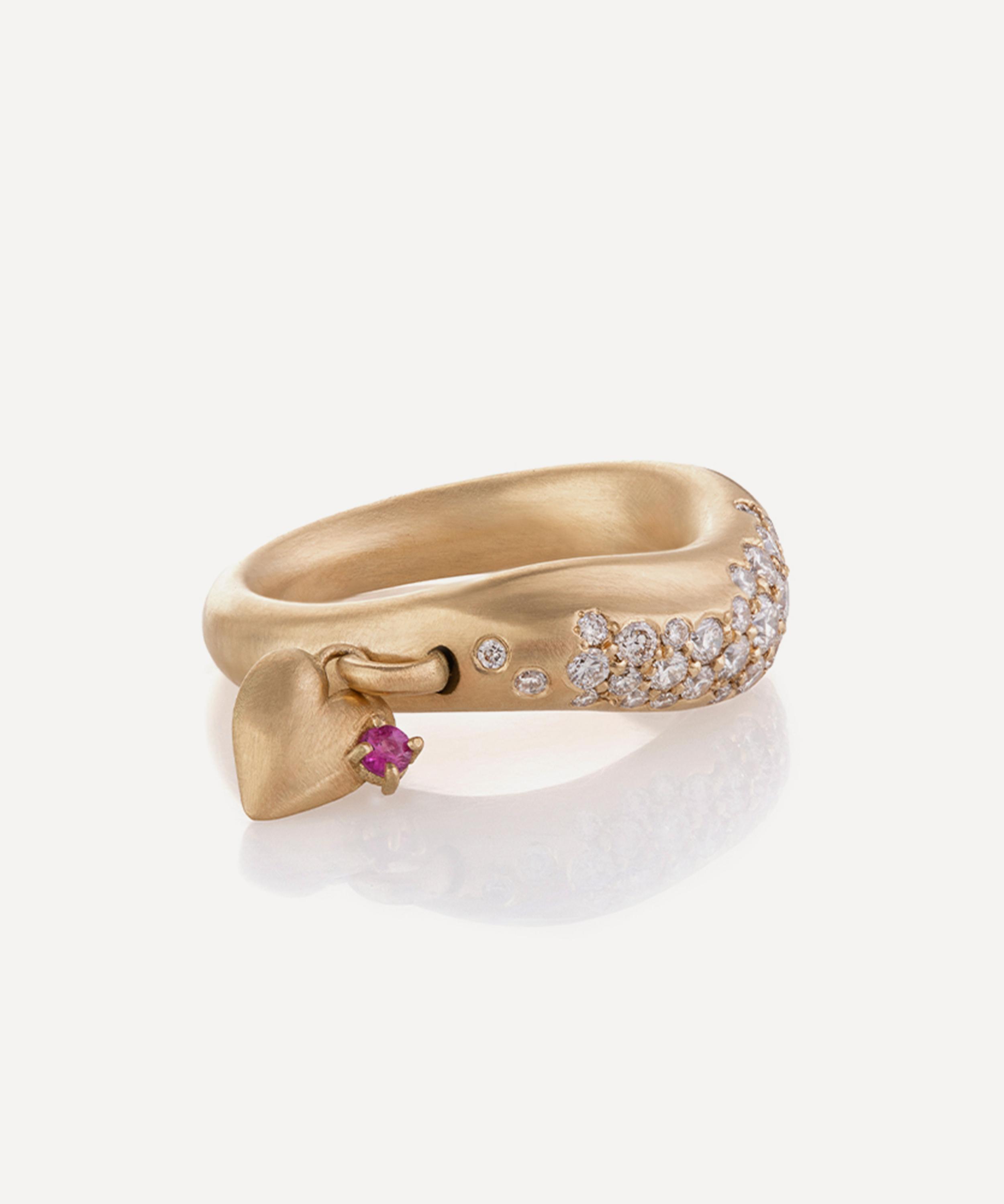 Nada Ghazal - 18ct Gold Wave of Joy Charm Love Ring image number 0