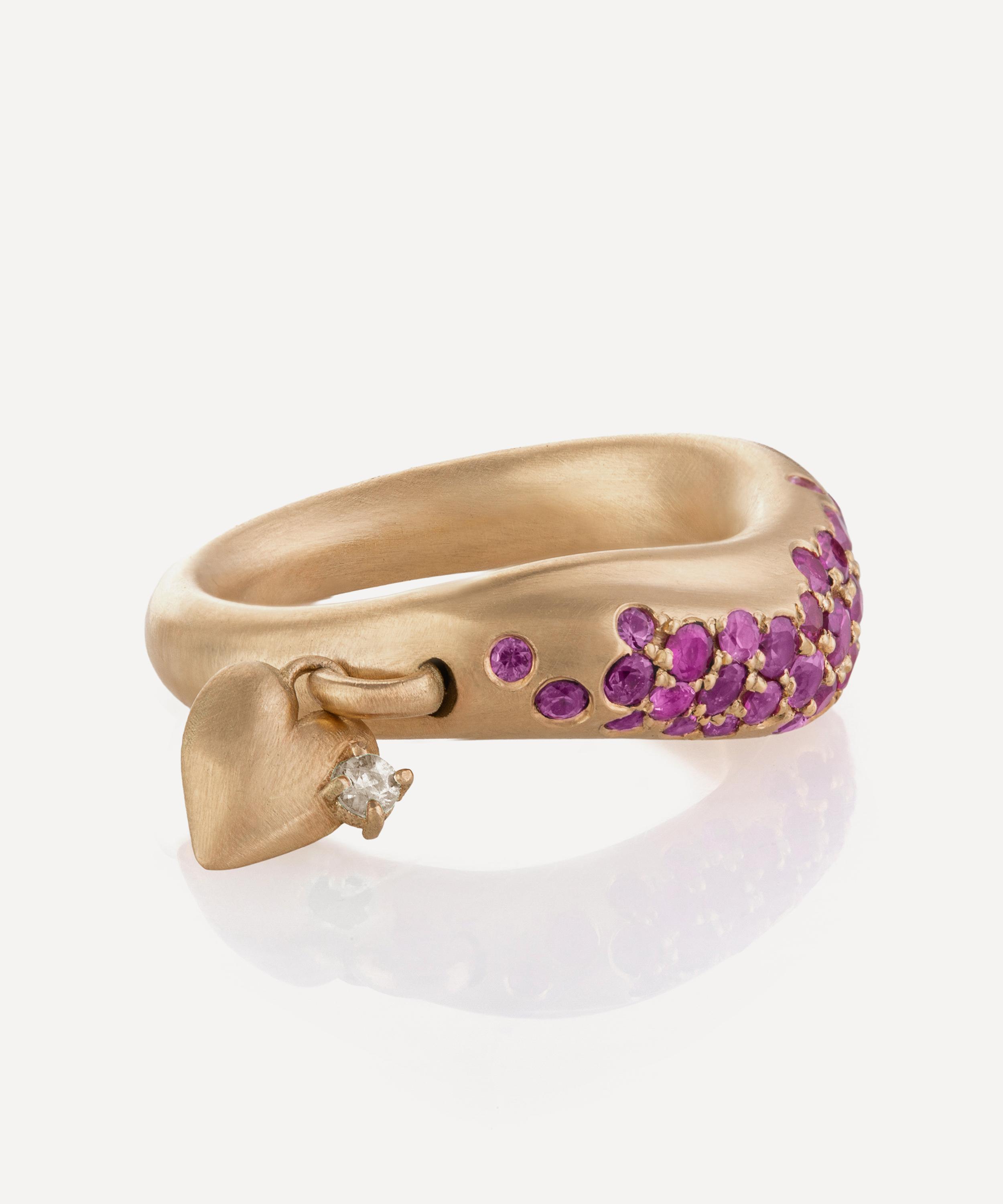 Nada Ghazal - 18ct Gold Wave of Joy Charm Love Ring image number 1