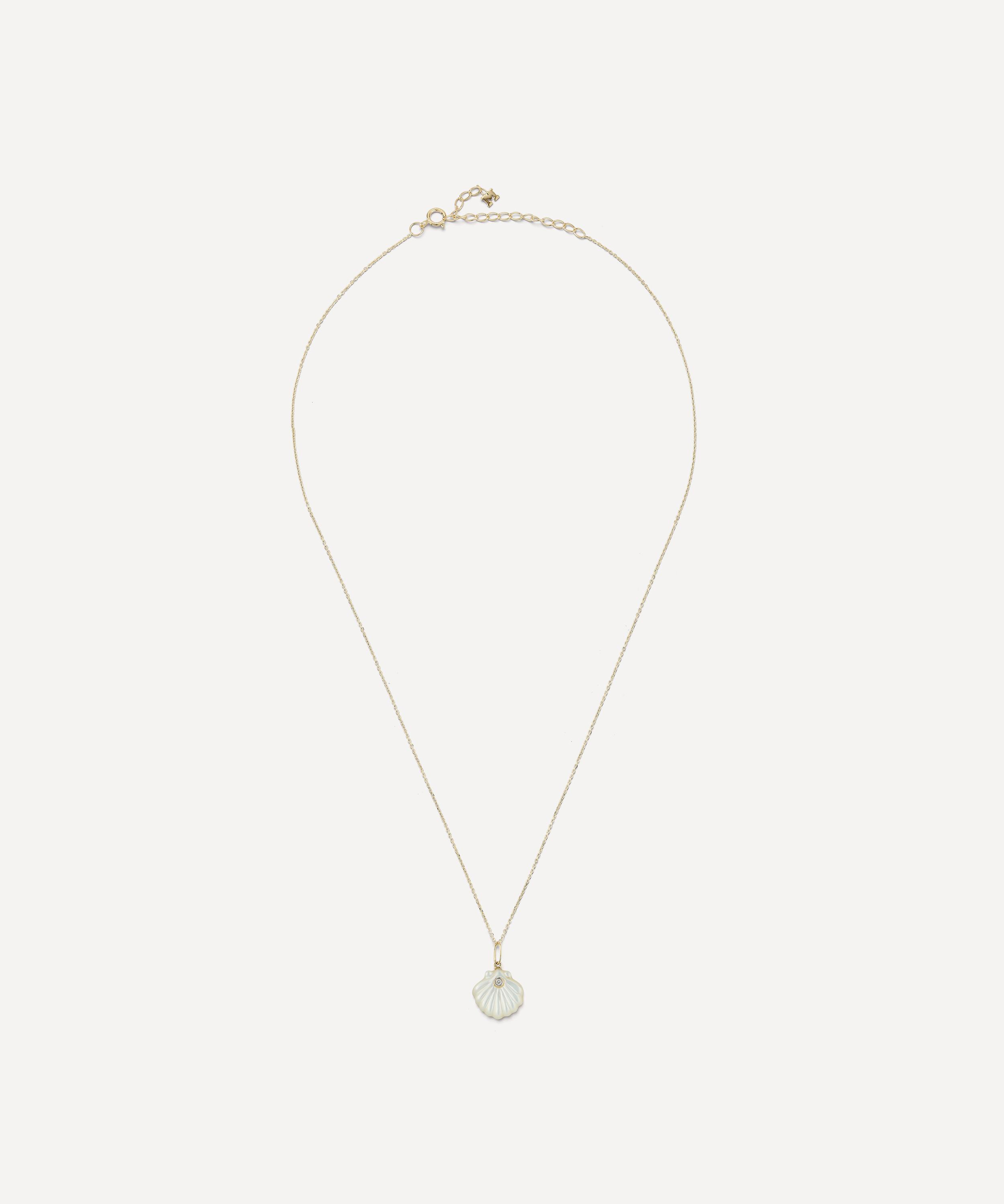 Mateo - 14ct Gold Carved Mother of Pearl Venus Shell Necklace image number 1