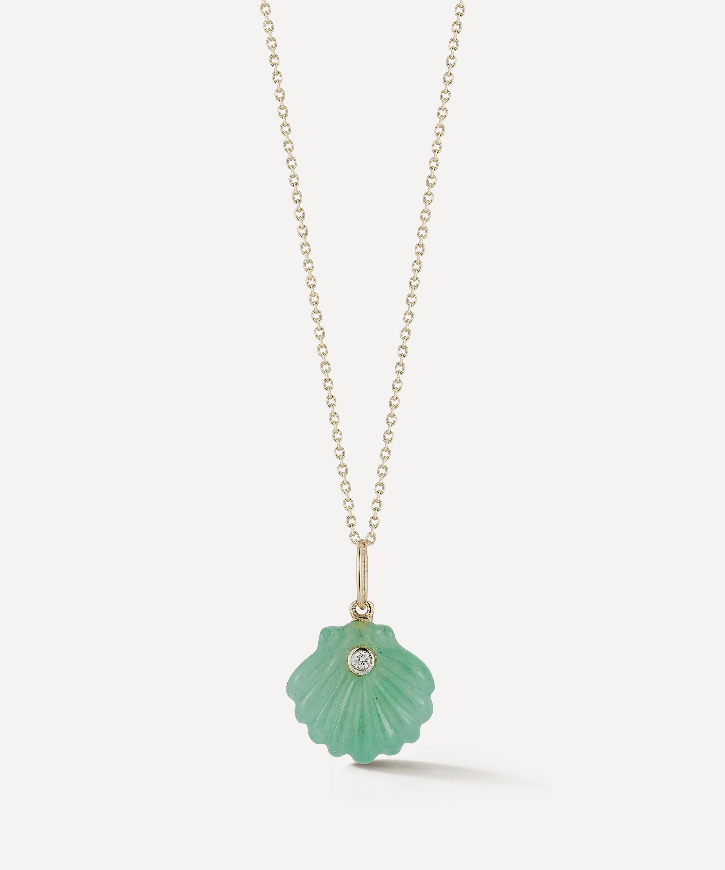 Mateo - 14ct Gold Carved Jade Venus Shell Necklace image number 0