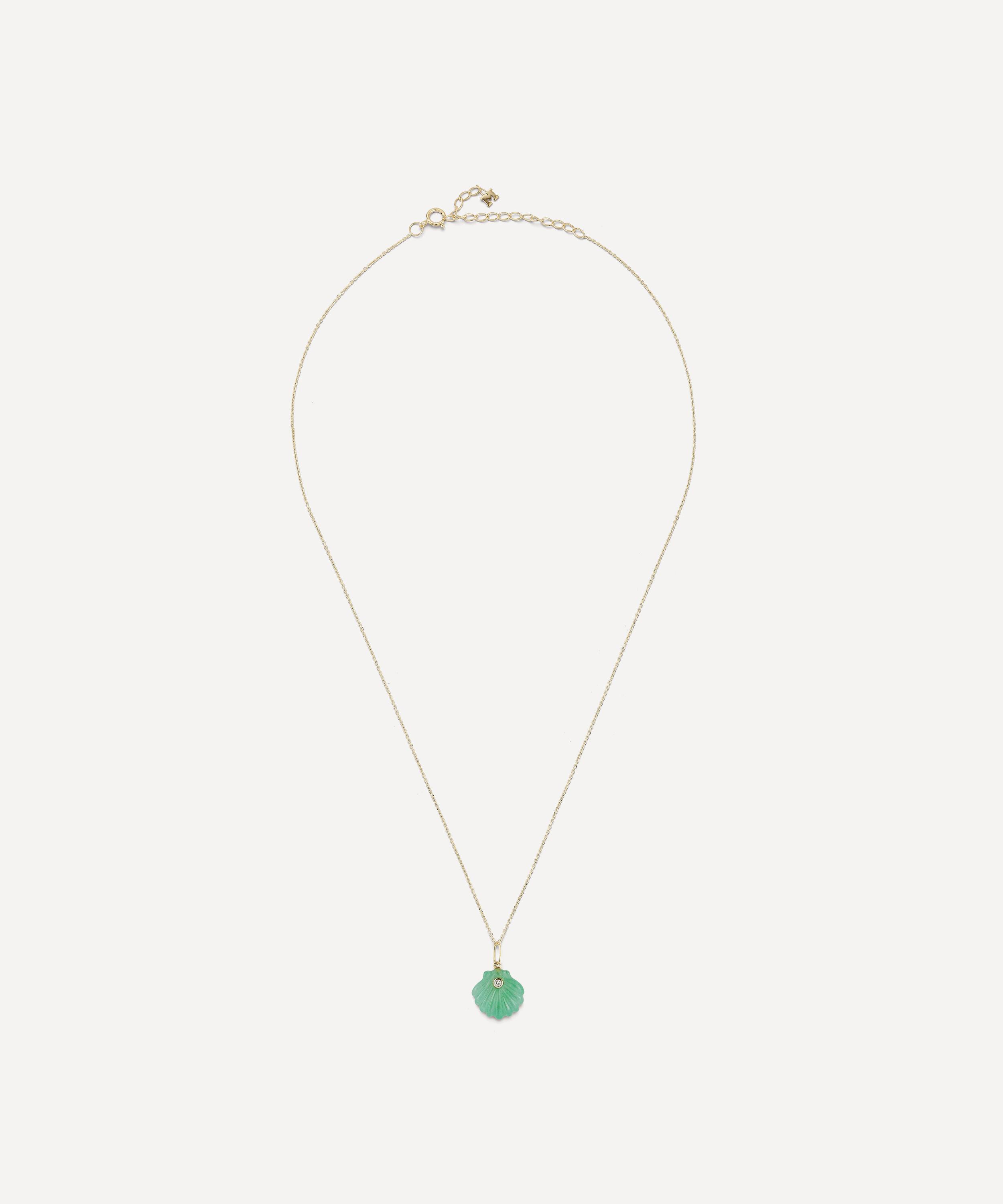 Mateo - 14ct Gold Carved Jade Venus Shell Necklace image number 1