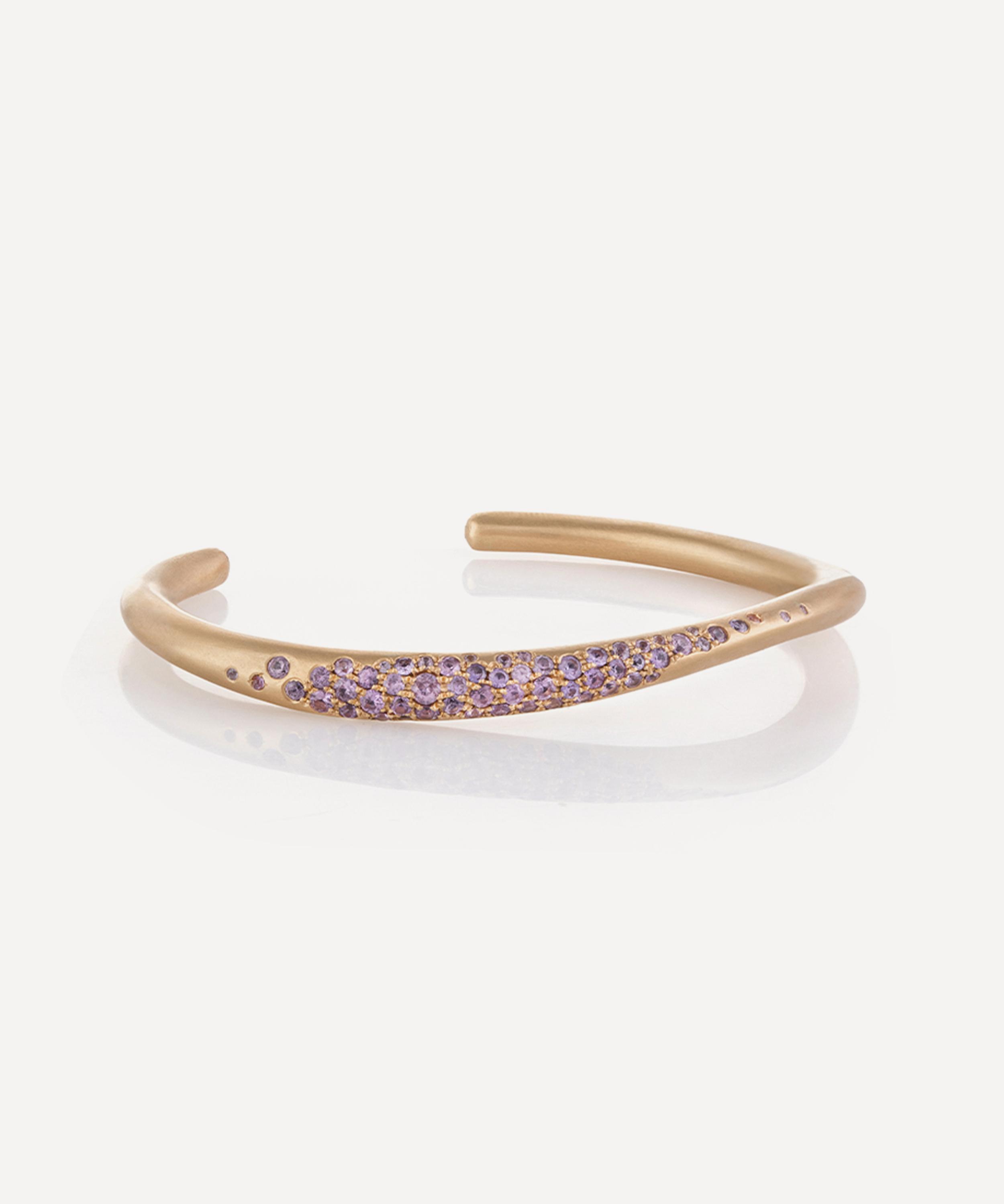 Nada Ghazal - 18ct Gold Waves of Joy Stripe Thin Cuff image number 0