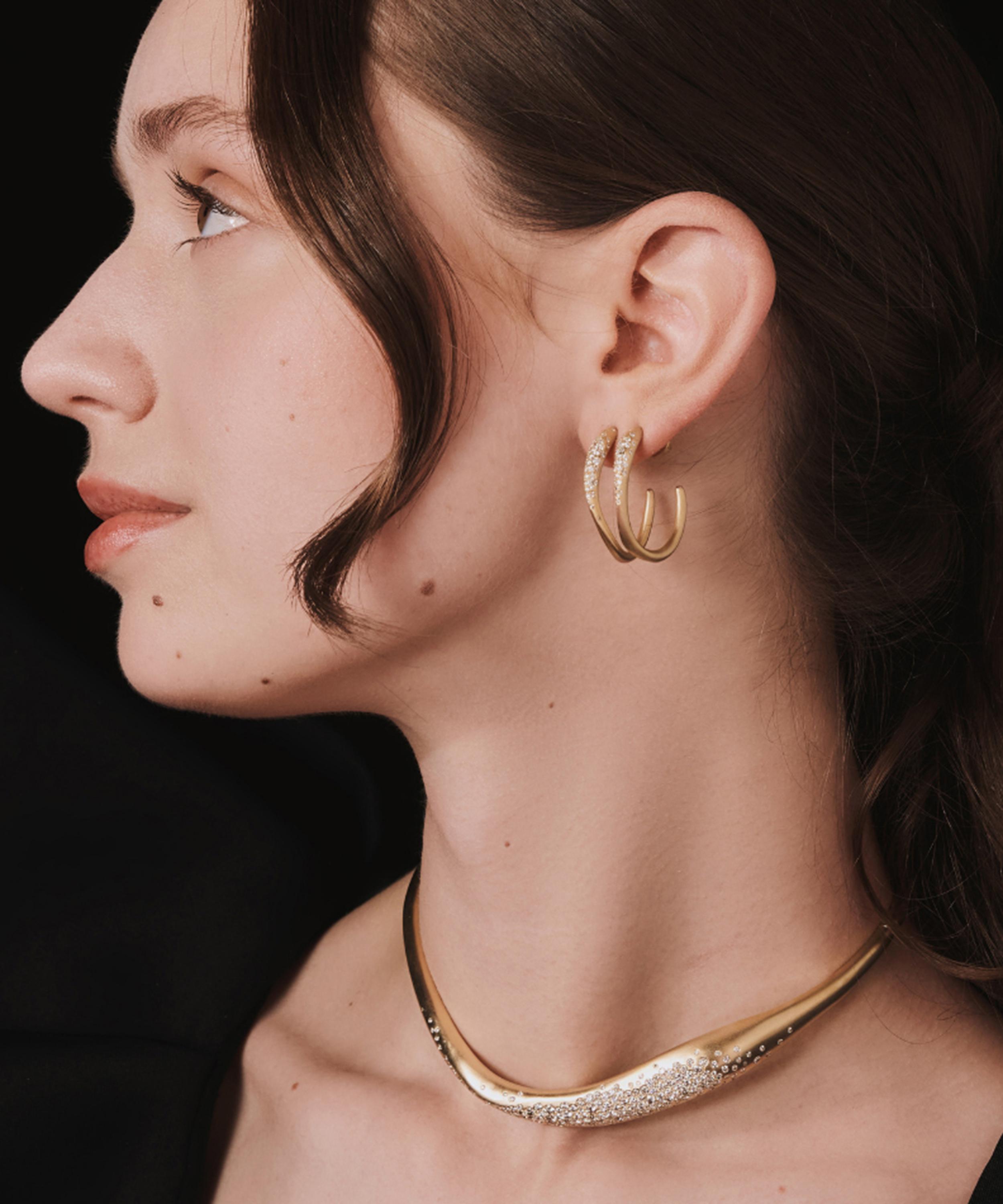 Nada Ghazal - 18ct Gold Floating Joy Hoop Earrings image number 1
