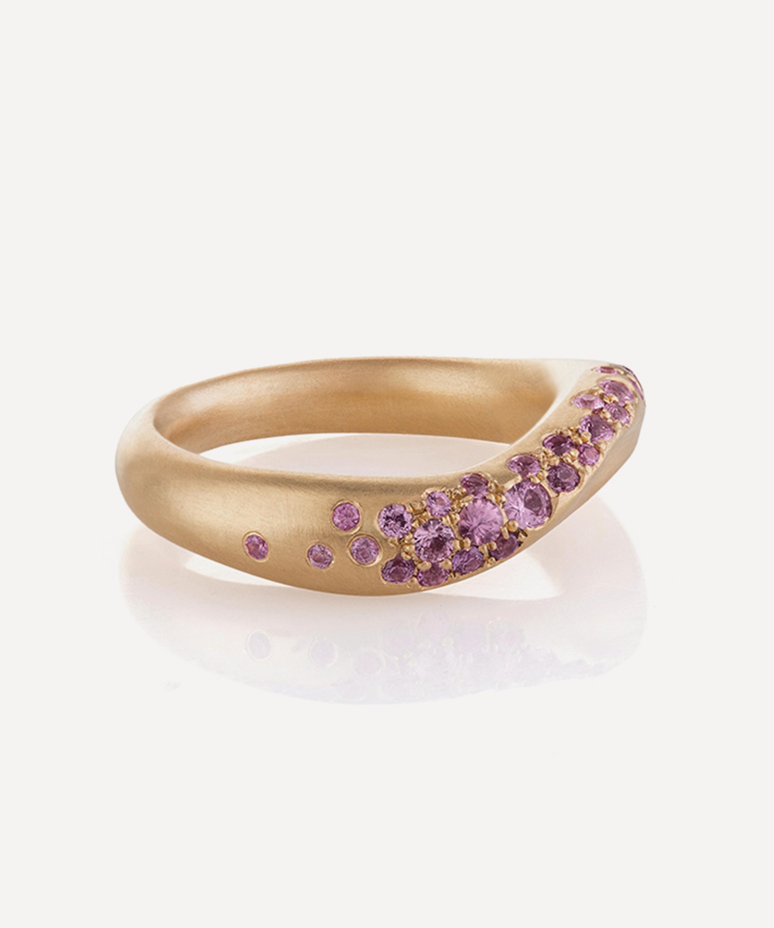 Nada Ghazal - 18ct Gold Waves of Joy Stripe Thin Ring