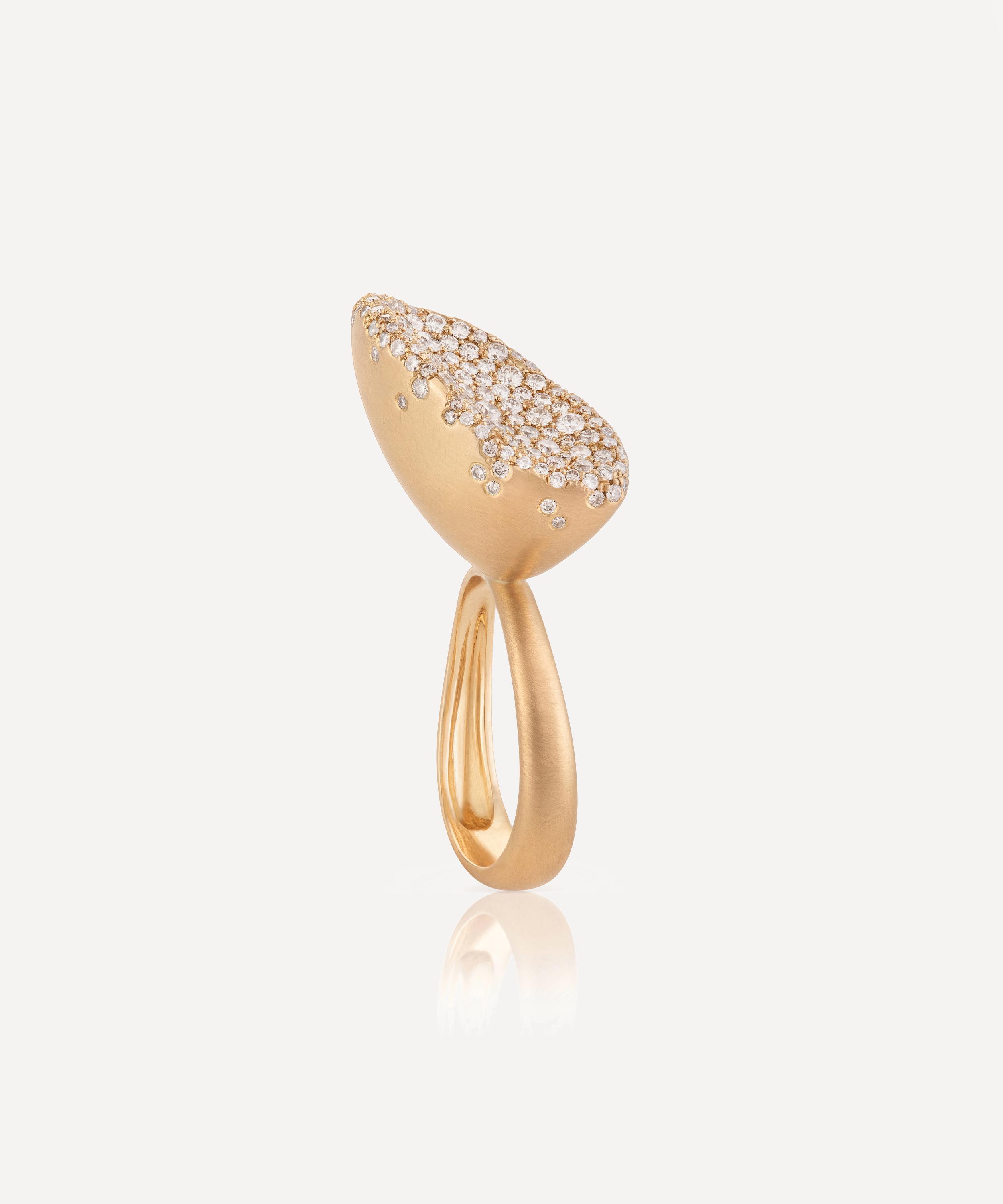 Nada Ghazal - 18ct Gold Baby Malak Flourish Champagne Marquise Ring image number 1