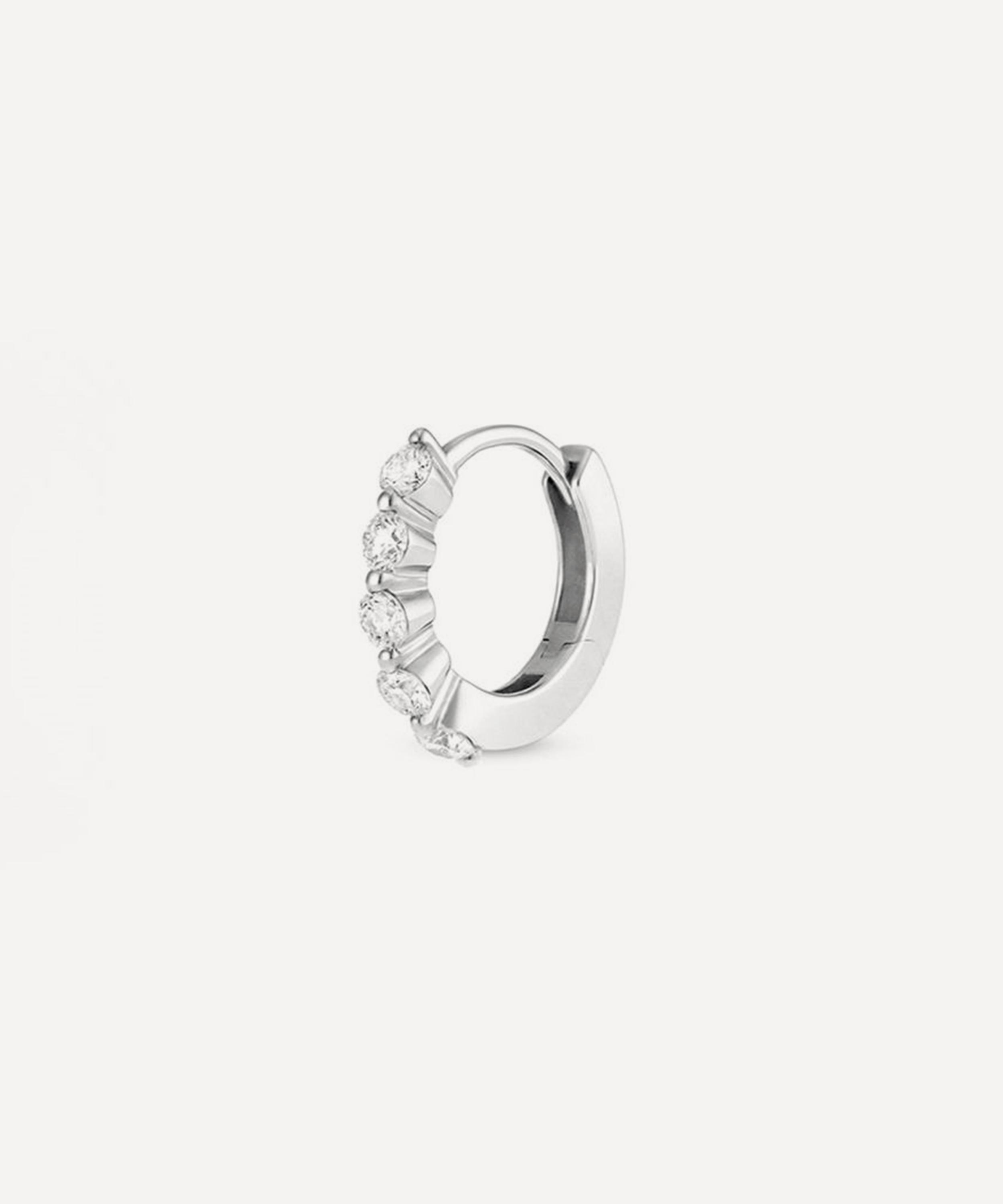 Dinny Hall - 9ct White Gold Single Shuga Mini Lab-Grown Diamond Huggie Hoop Earring image number 0