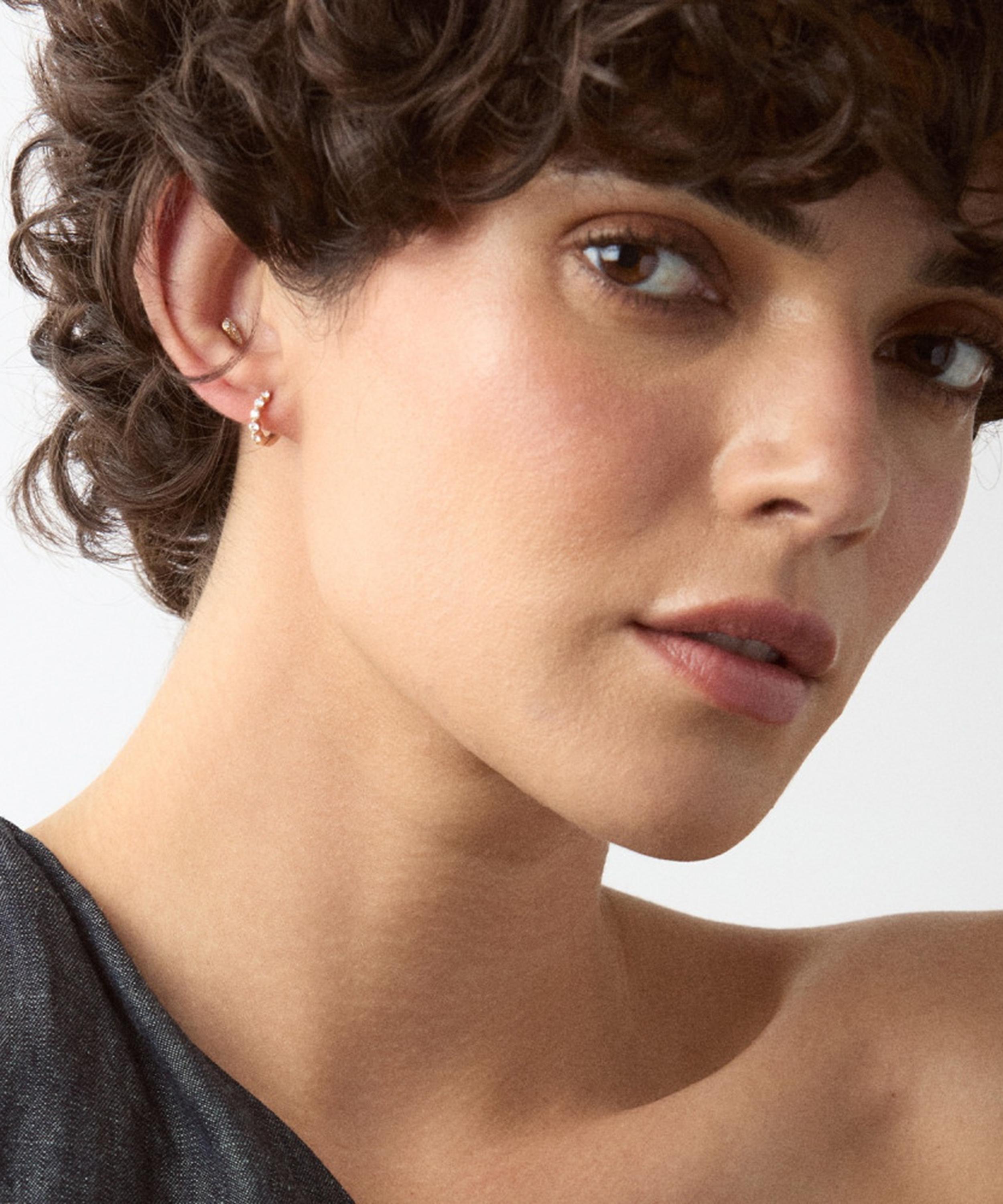 Dinny Hall - 9ct White Gold Single Shuga Mini Lab-Grown Diamond Huggie Hoop Earring image number 1