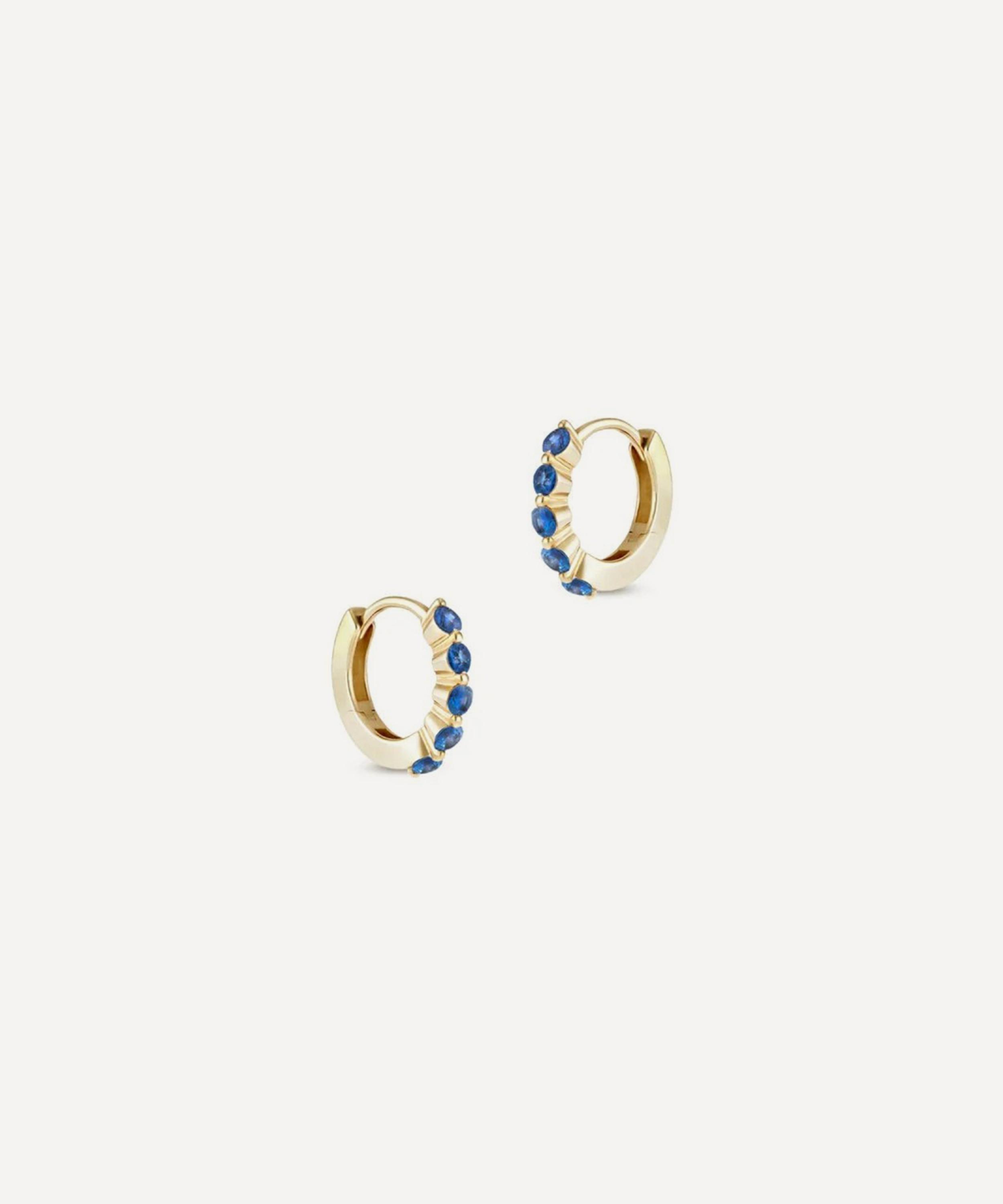 Dinny Hall - 9ct Gold Shuga Mini Blue Sapphire Huggie Hoop Earrings image number 2