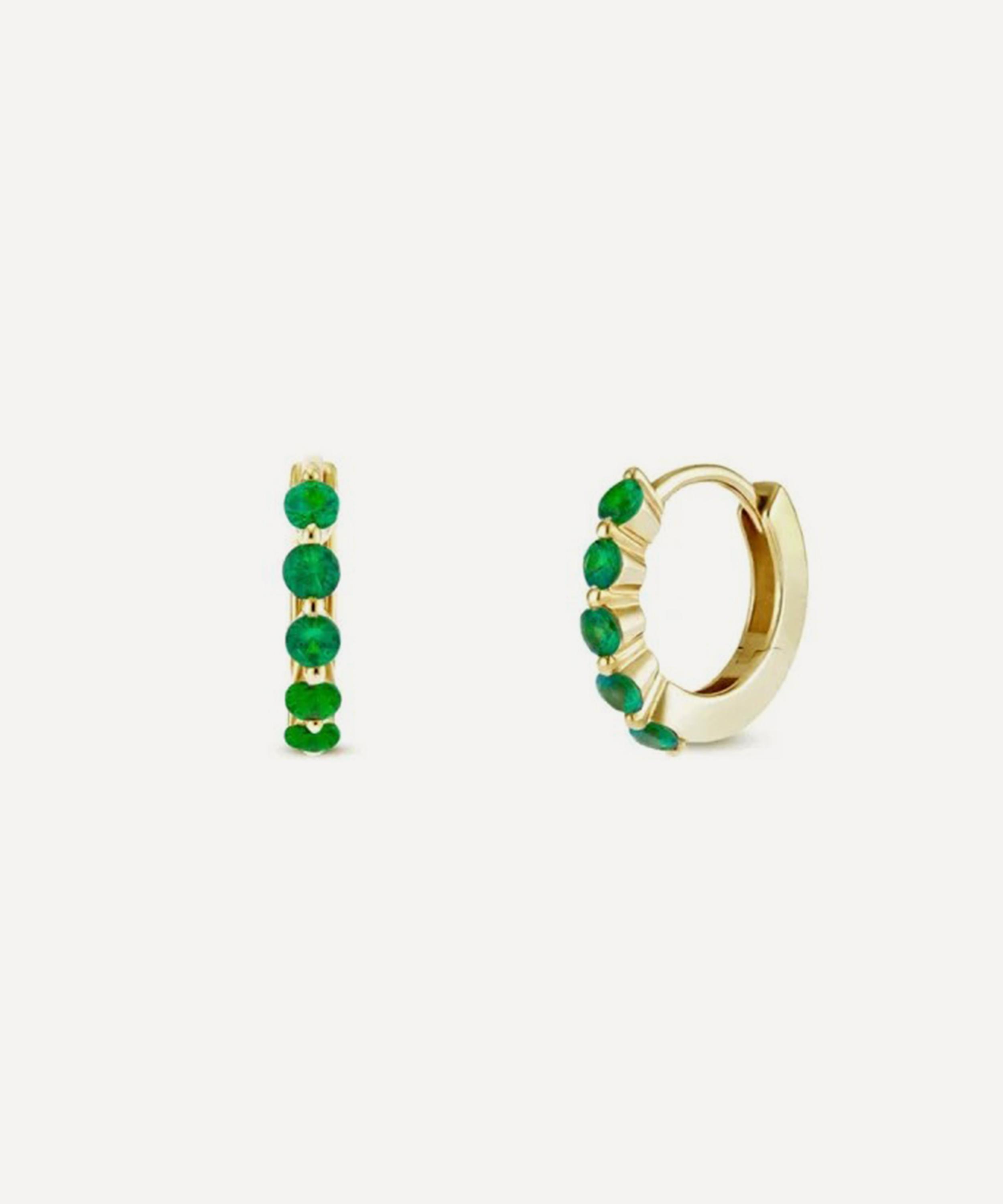 Dinny Hall - 9ct Gold Shuga Mini Tsavorite Huggie Hoop Earrings