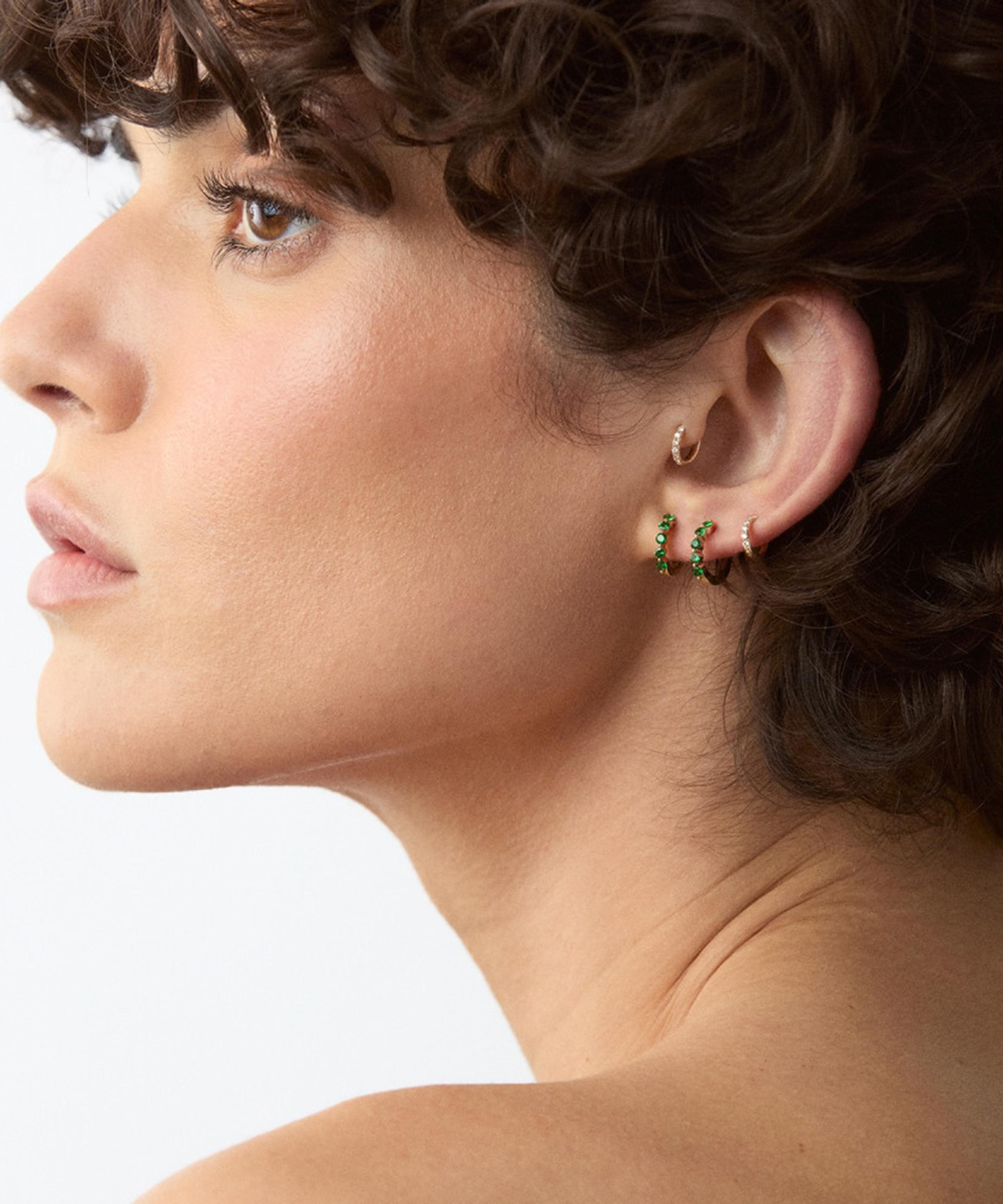 Dinny Hall - 9ct Gold Shuga Mini Tsavorite Huggie Hoop Earrings image number 1