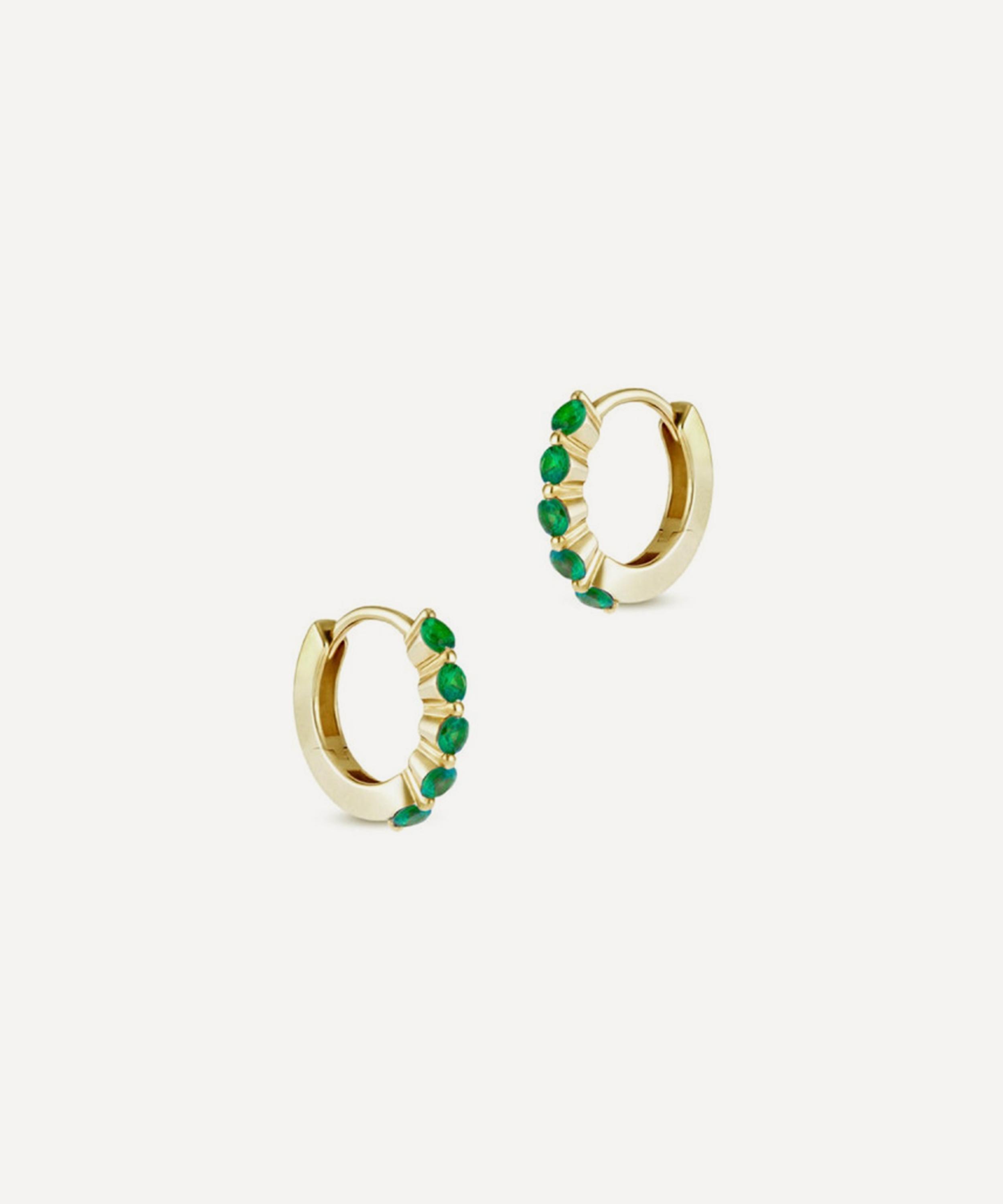 Dinny Hall - 9ct Gold Shuga Mini Tsavorite Huggie Hoop Earrings image number 2
