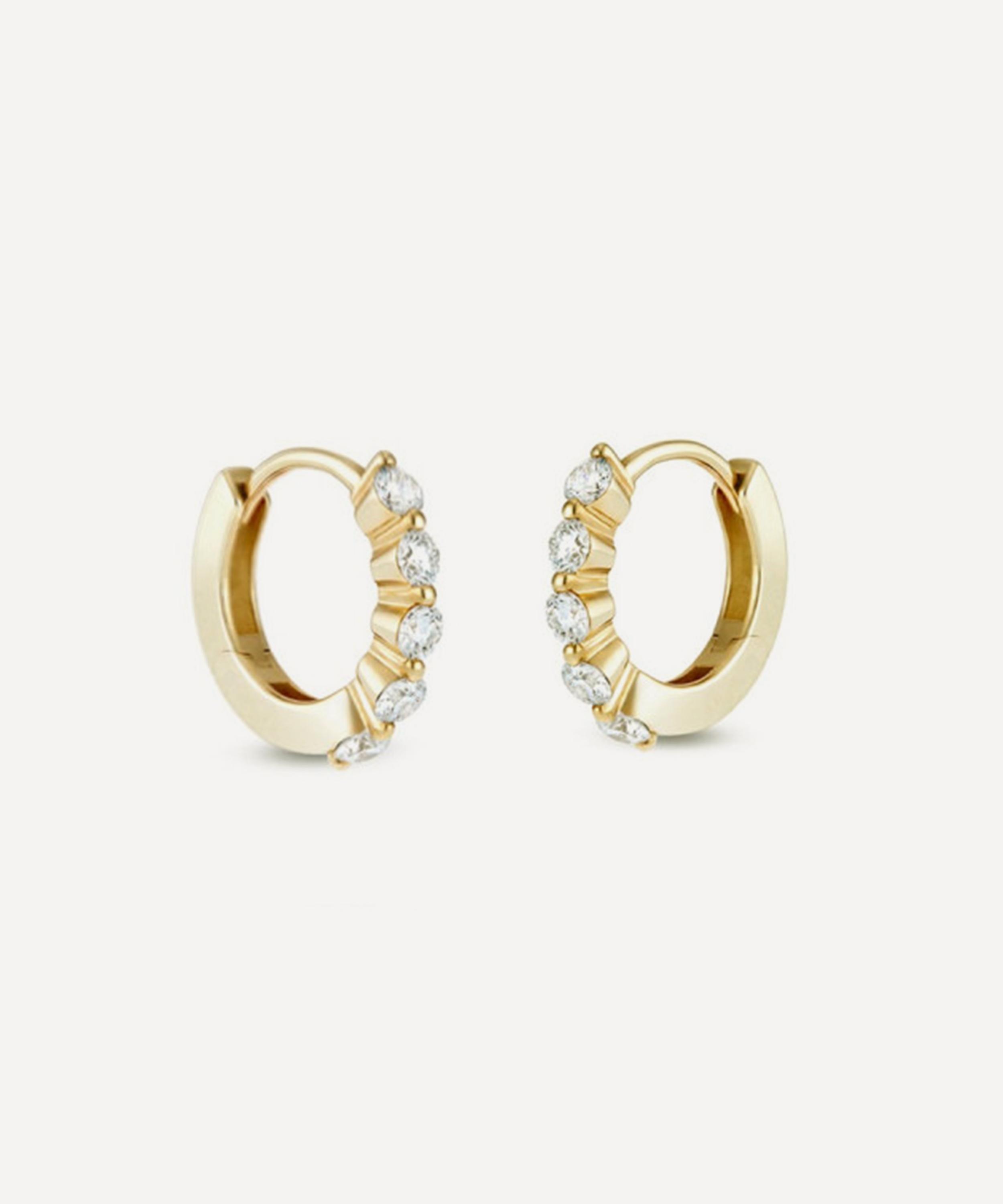 Dinny Hall - 9ct Yellow Gold Shuga Mini Lab-Grown Diamond Huggie Hoop Earrings image number 2