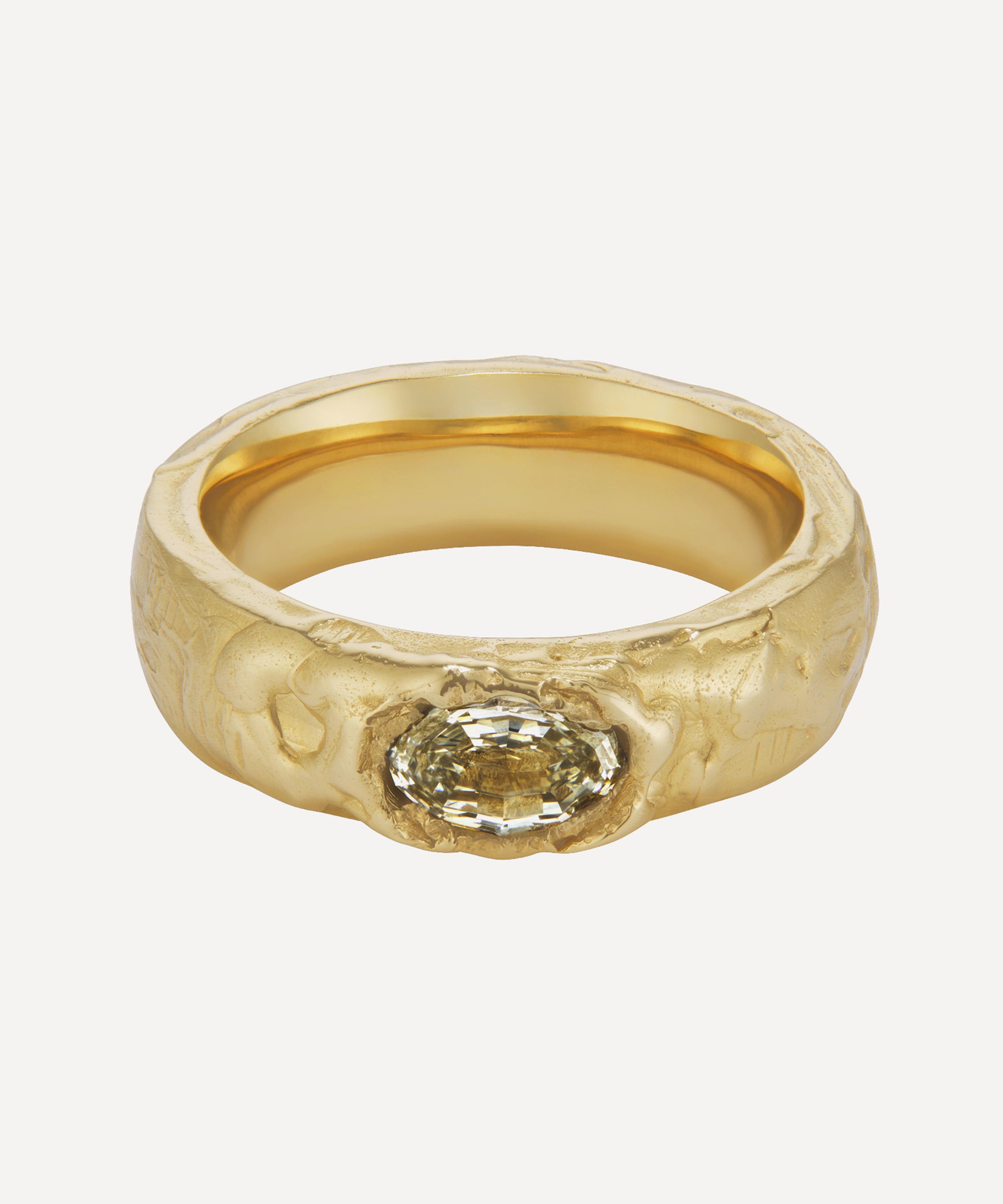 Ellis Mhairi Cameron - 14ct Gold Seun Oval Step Cut Lemon Diamond Wide Ring image number 0