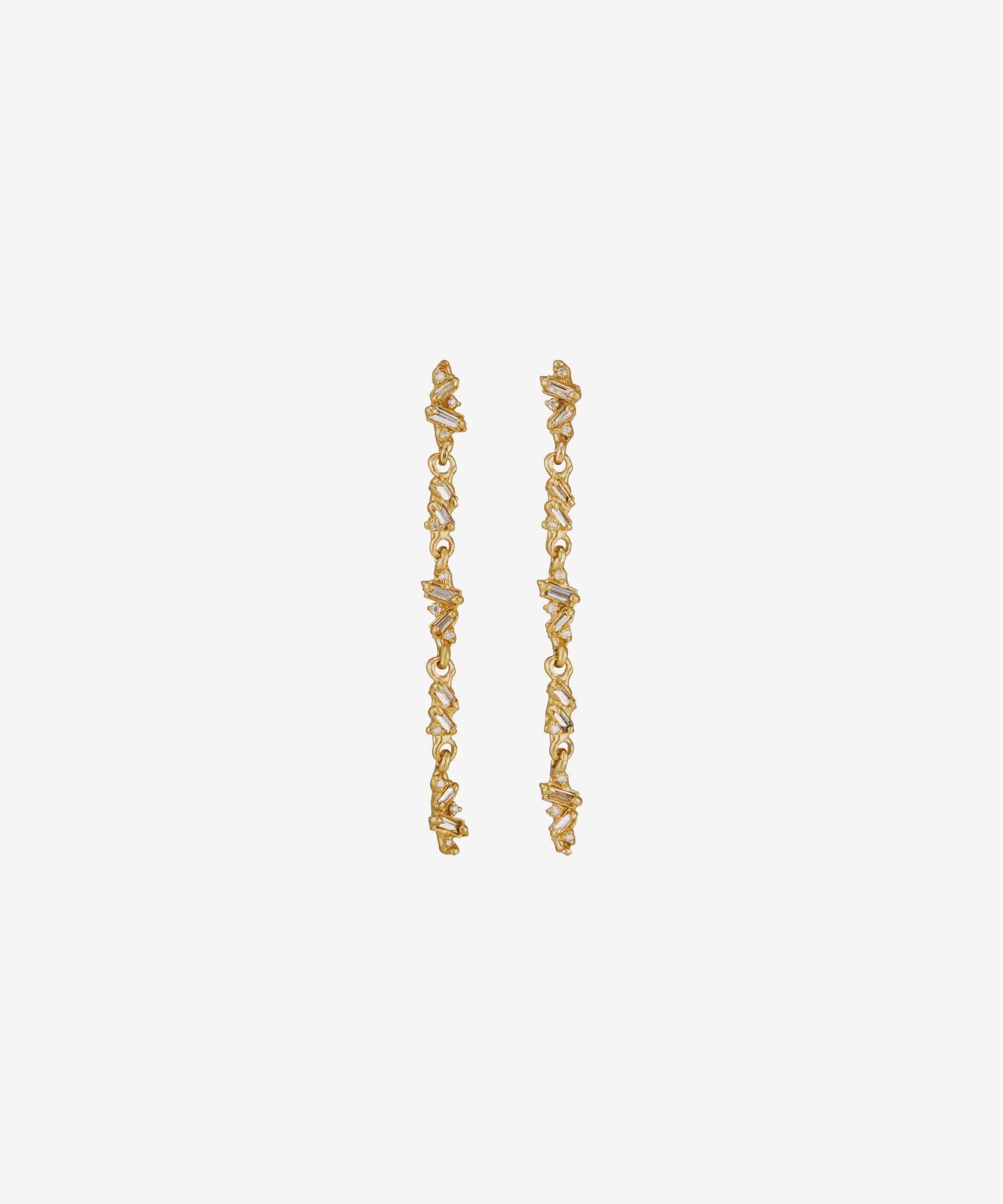 Ellis Mhairi Cameron - 14ct Gold Armach Mixed Diamond Drop Earrings III image number 0